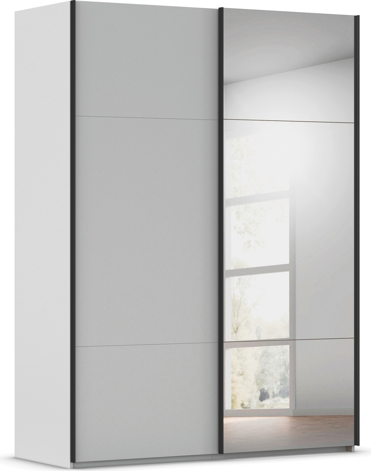 rauch Schwebetürenschrank "Kleiderschrank Schrank Garderobe Schlafzimmerschrank CONTIDO" 3 verschiedene Ausstattungen BASIC/CLASSIC/PREMIUM (inkl. SOFT-CLOSE), aus hochwertigem Material in 6 Breiten 2 Griff-Farben MADE IN GERMANY