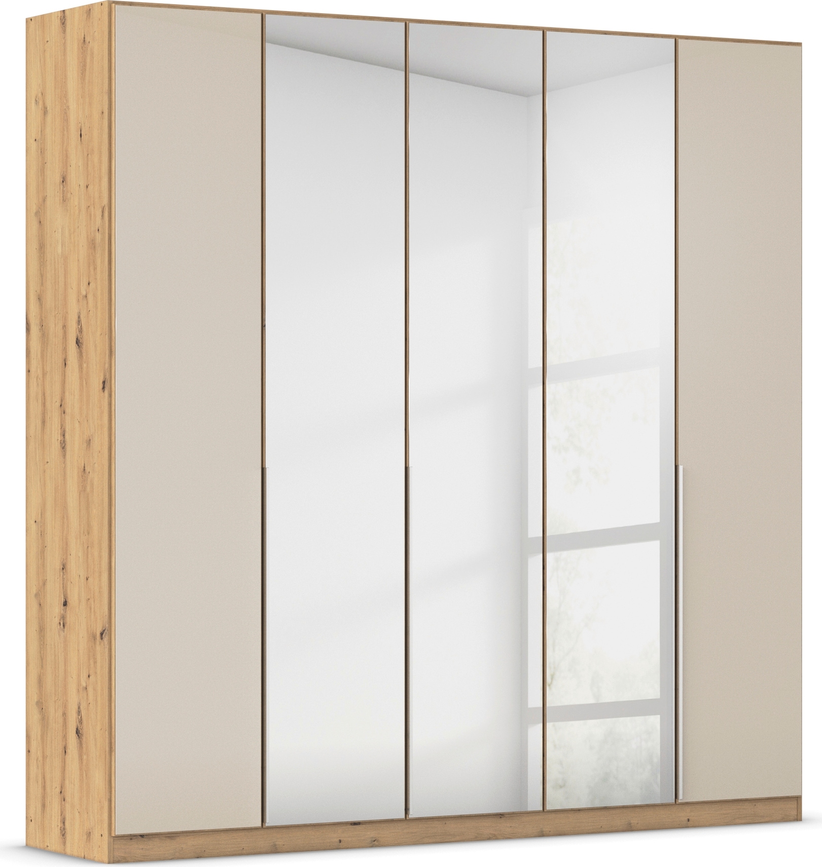 OTTO home Drehtürenschrank "Kleiderschrank Schrank Garderobe AGORDO mit Glasfront und Spiegel" in zwei Griff-Farben, Breiten 91-405 cm, durchdachte Innenausstattung, in 8 Breiten und 2 Höhen MADE IN GERMANY