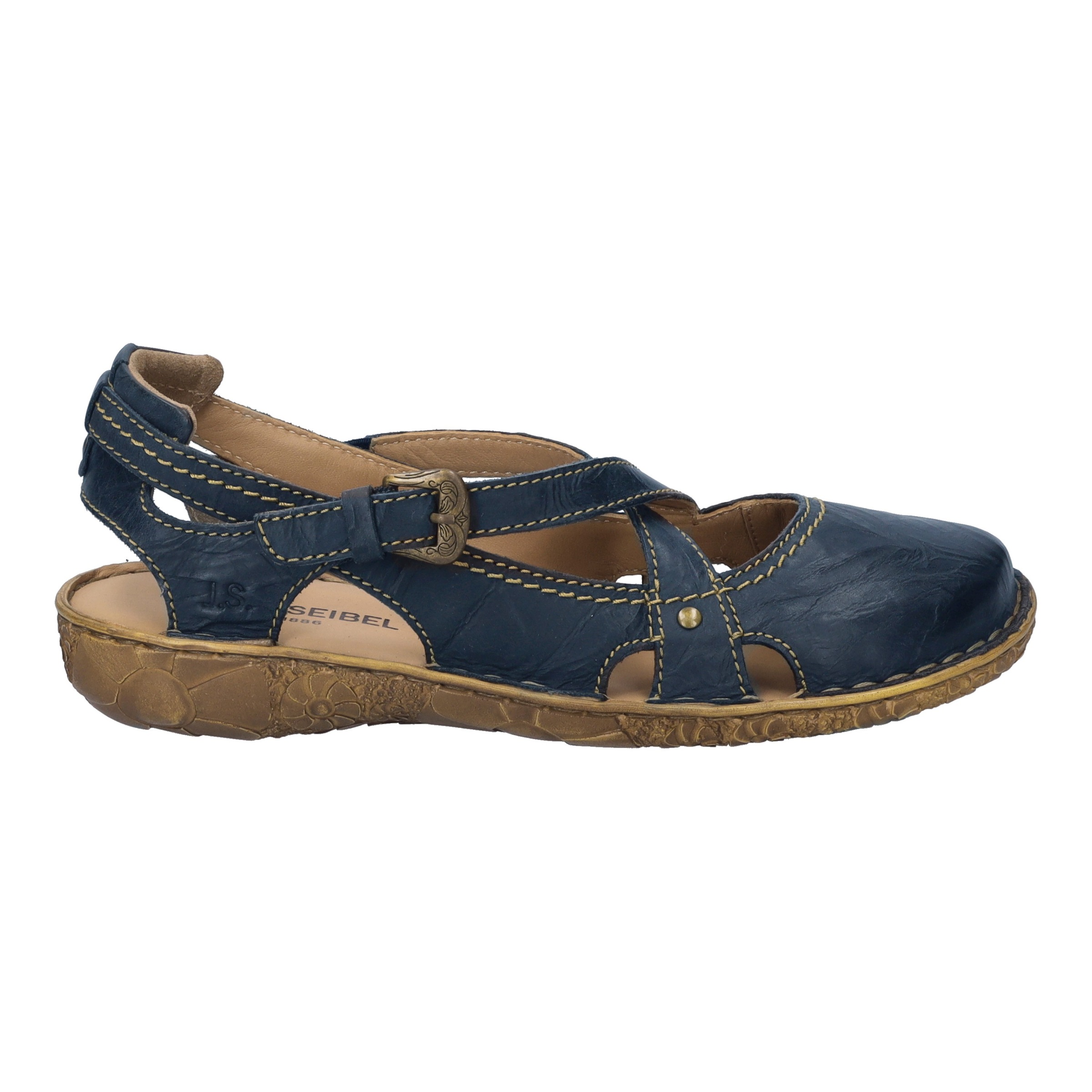 Sandale JOSEF SEIBEL "Rosalie 13", Damen, Gr. 41, blau (ocean), Leder, used, Schuhe Sandale, Sommerschuh, Sandalette, Riemchensandale, im Used-Look 3