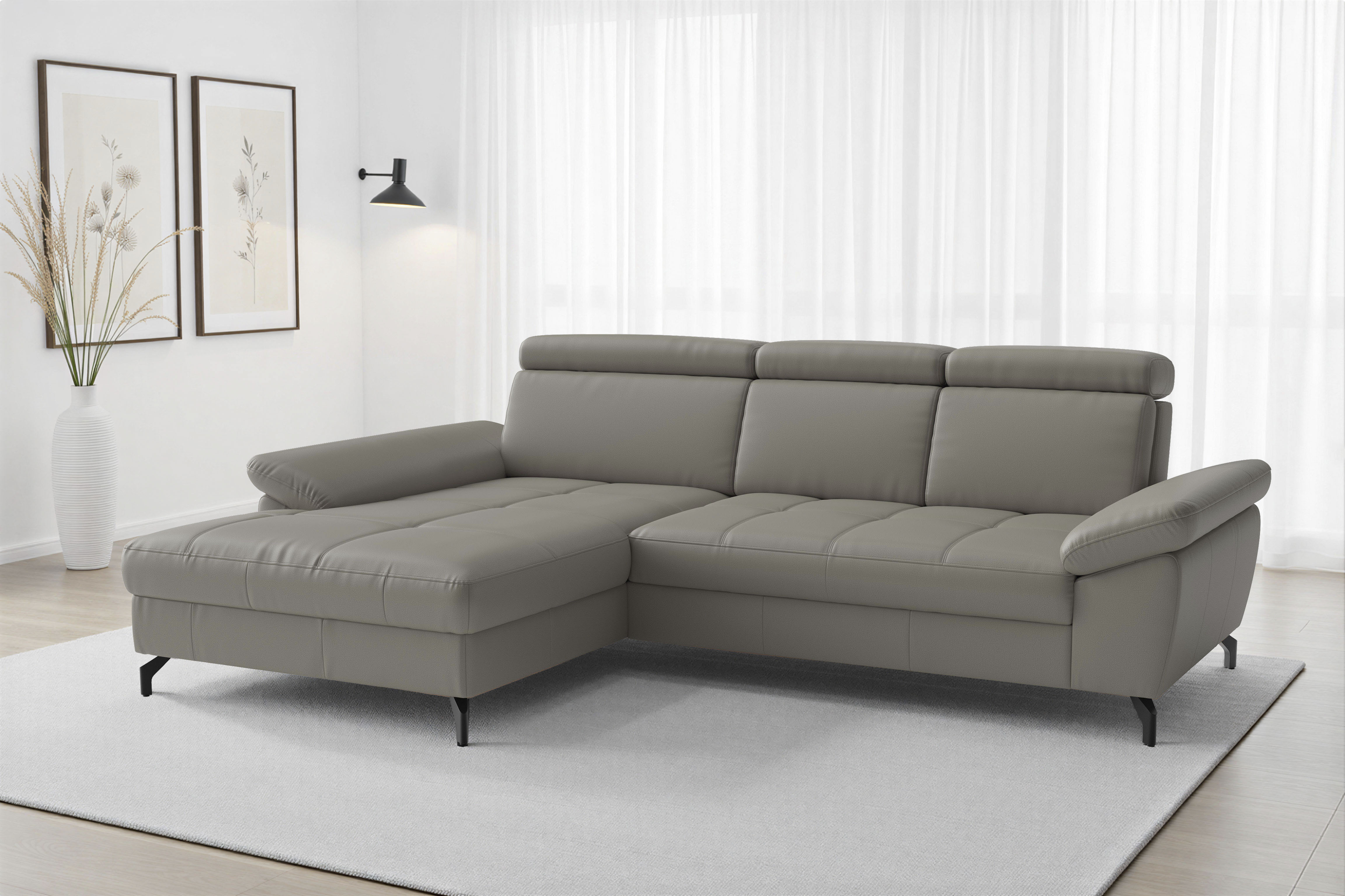 sit&more "Vanity L-Form, Leder, B: 264 cm, mit Sitz-, Kopf u. Armteilverstellung" Couch optional mit Schlaffunktion & Bettkasten, in Leder