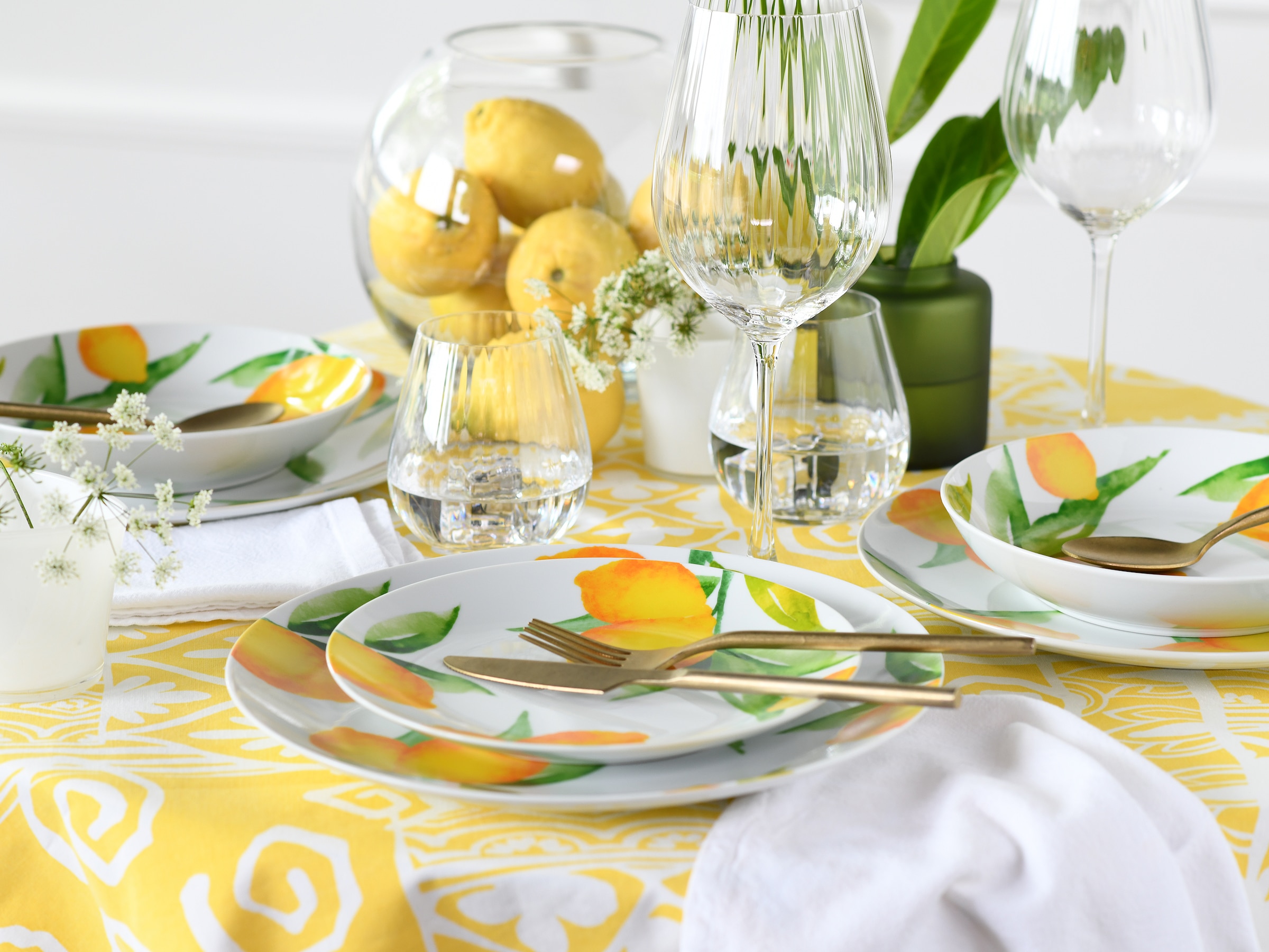 CreaTable Kombiservice »Luna Limoncello, Kombi-Service 24-tlg«, (Set, 24 tlg.), Zitronendekor