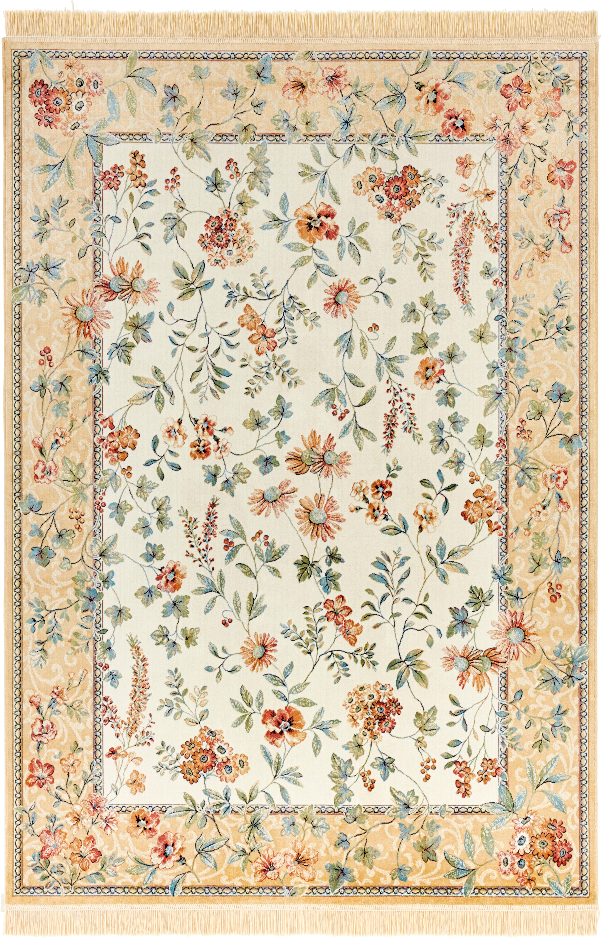 NOURISTAN Teppich "Orient Flowers", rechteckig, Orientalisch mit Fransen, Orient, Wohnzimmer, Schlafzimmer, Esszimmer