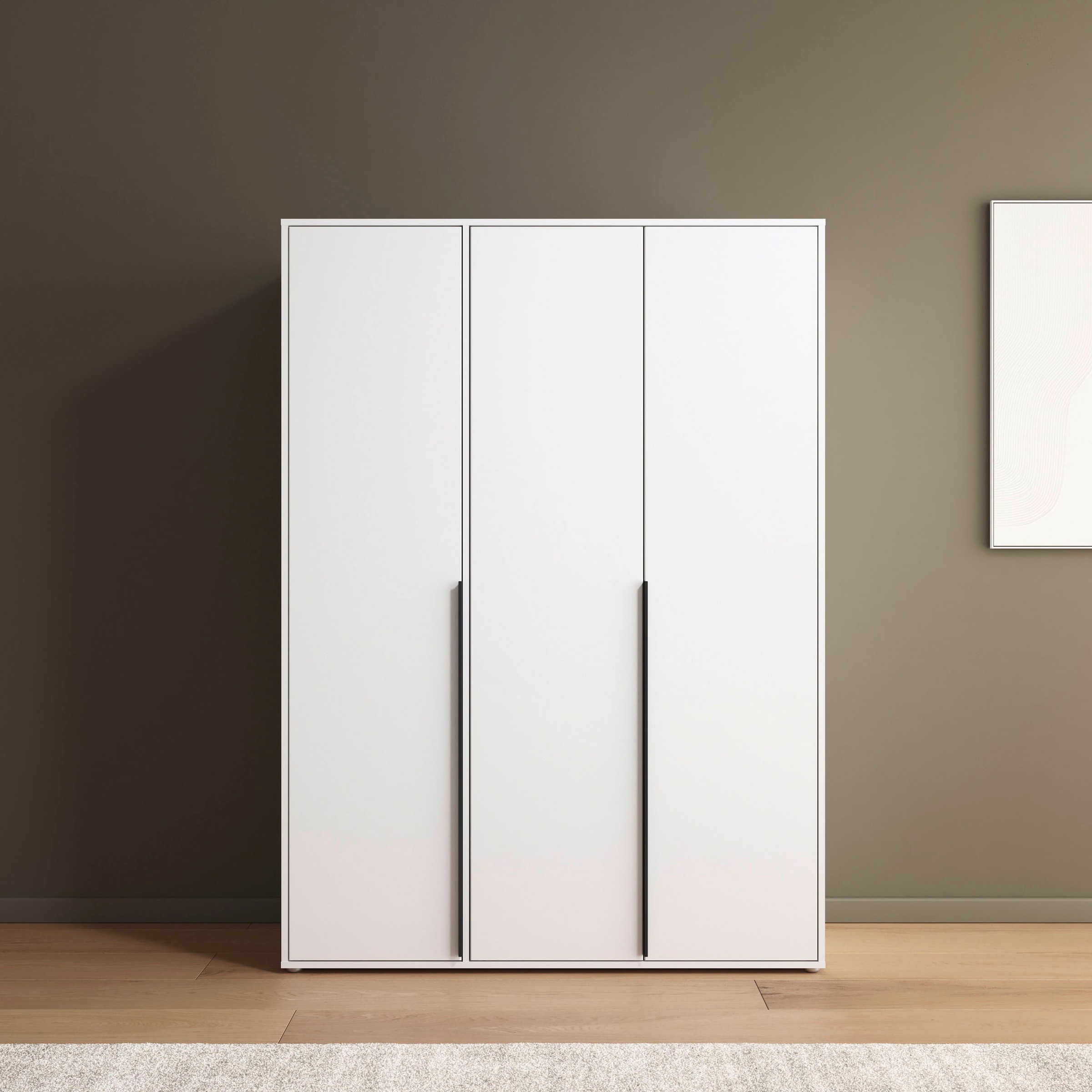 rauch Drehtürenschrank »Kleiderschrank Schrank Garderobe Wäscheschrank NAGATA viel Stauraum«, (in 3 verschiedenen Ausstattungen BASIC/CLASSIC/PREMIUM), mit modernen Stangengriffen in Graumetallic TOPSELLER MADE IN GERMANY
