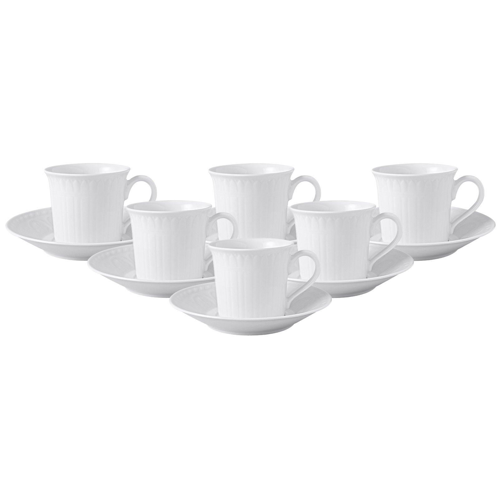 Villeroy & Boch Tasse "Kaffeetassen mit Untertassen Cellini 200 ml 6er Set weiß" Spülmaschinengeeignet, Mikrowellenfest