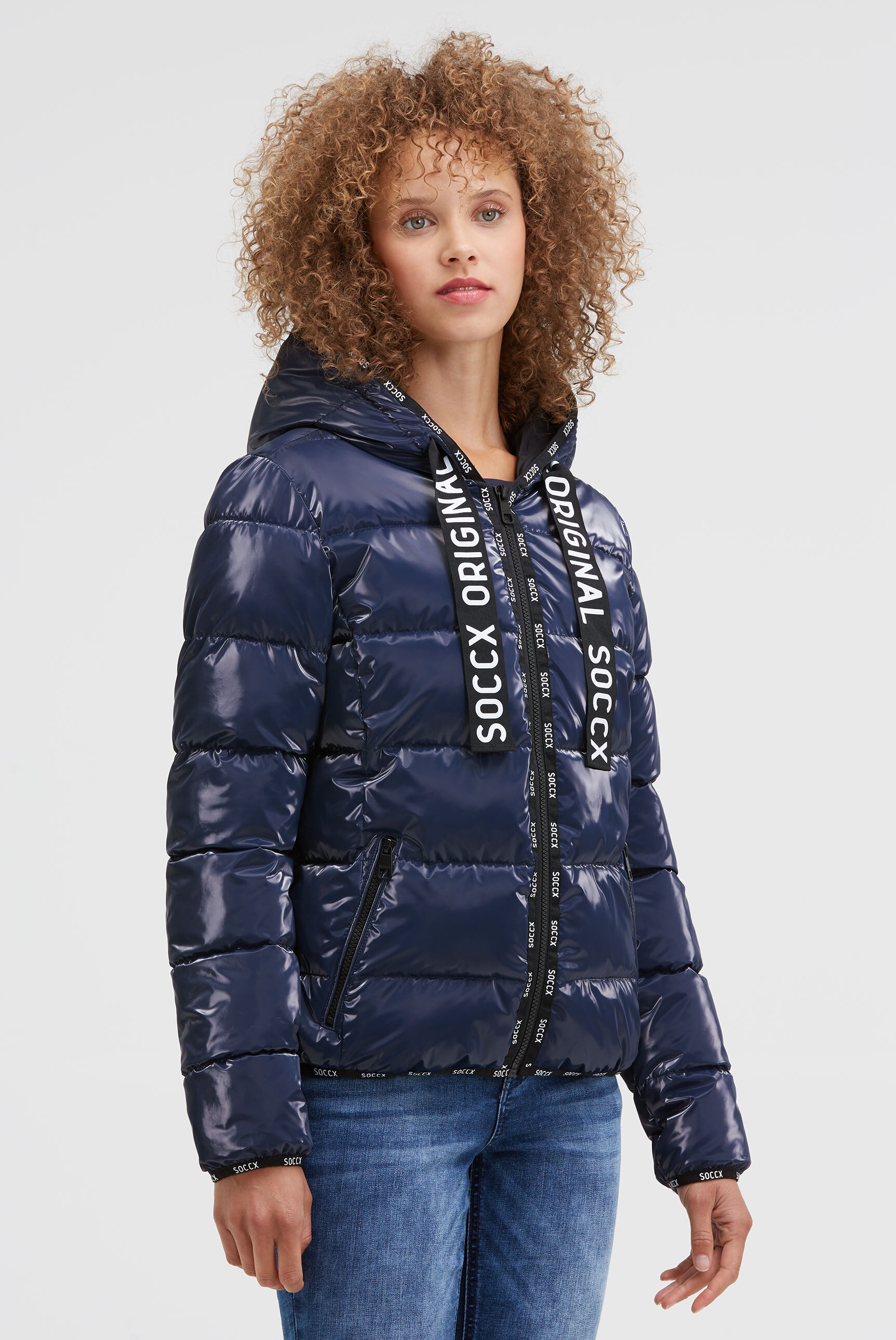 SOCCX Winterjacke mit Kapuze mit elastischem Saumabschluss günstig online kaufen