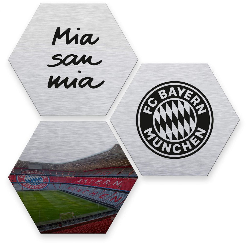 Mehrteilige Bilder »Silber FC Bayern München«, (Set, 3 St., Im 3-teiligen Set),...
