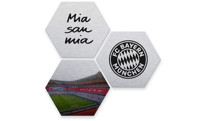 Mehrteilige Bilder »Silber FC Bayern München«, (Set, 3 St., Im 3-teiligen Set)