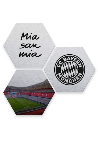 Mehrteilige Bilder »Silber FC Bayern München«, (Set, 3 St., Im 3-teiligen Set)