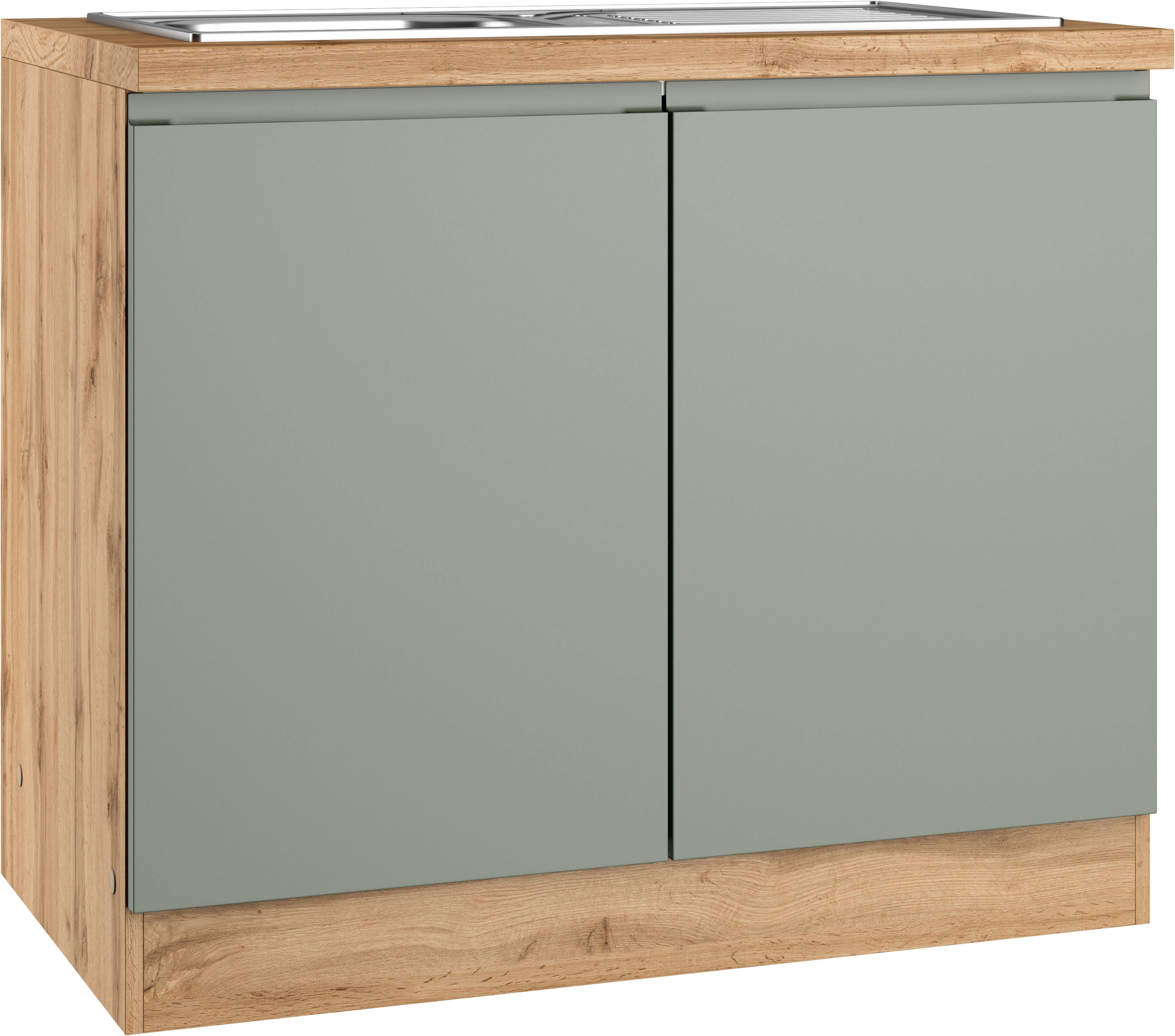 KOCHSTATION 1100000002199 "KS-Virginia,neu in verbesserter Ausführung" Stauraum, Softclose, ohne Armatur, Breite 100 cm, inklusive Einbauspüle, Soft-Close