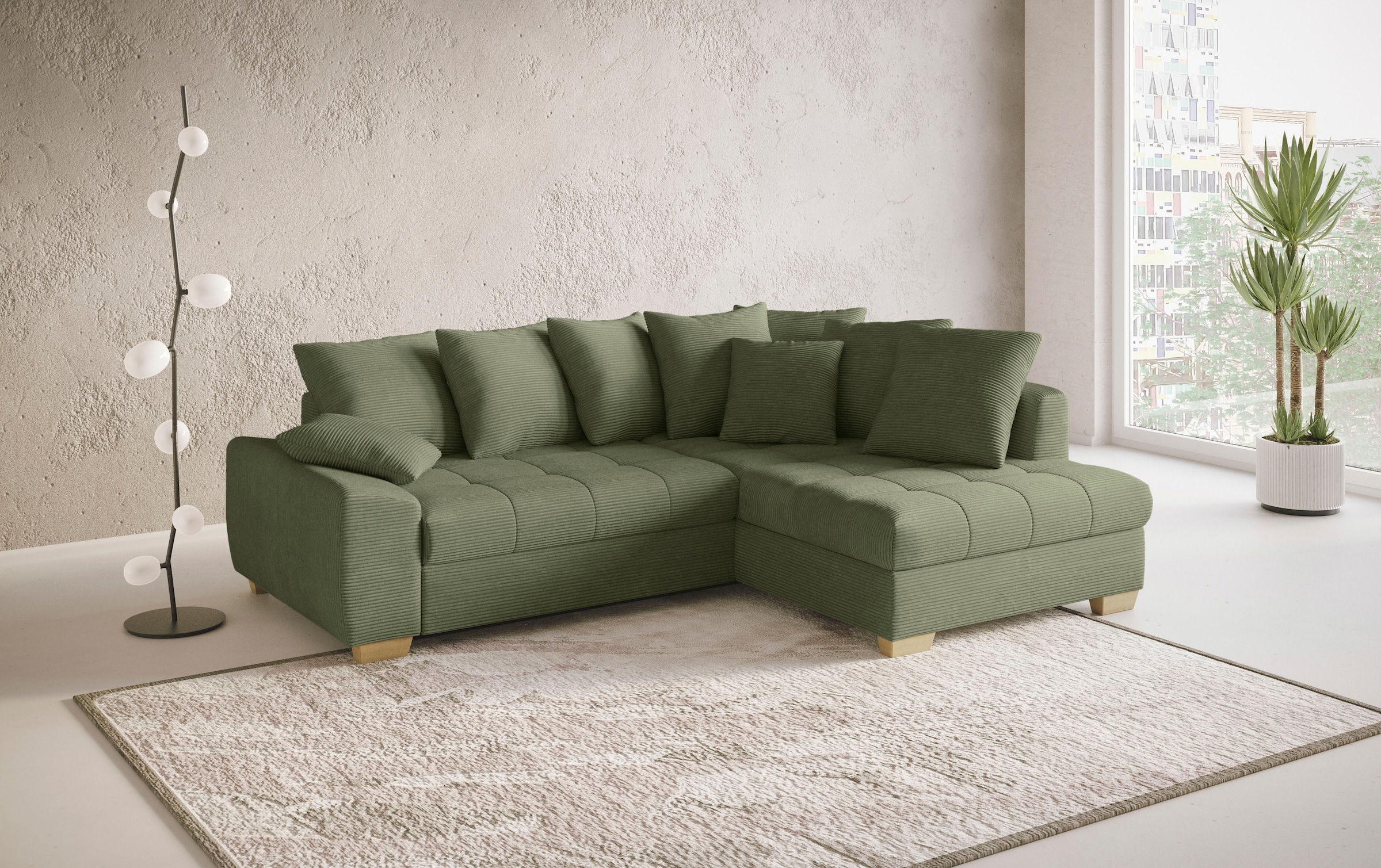 Mr. Couch Ecksofa »Nikita II, L-Form«, Wahlweise mit Bettfunktion, Bettkasten & RGB-LED-Beleuchtung