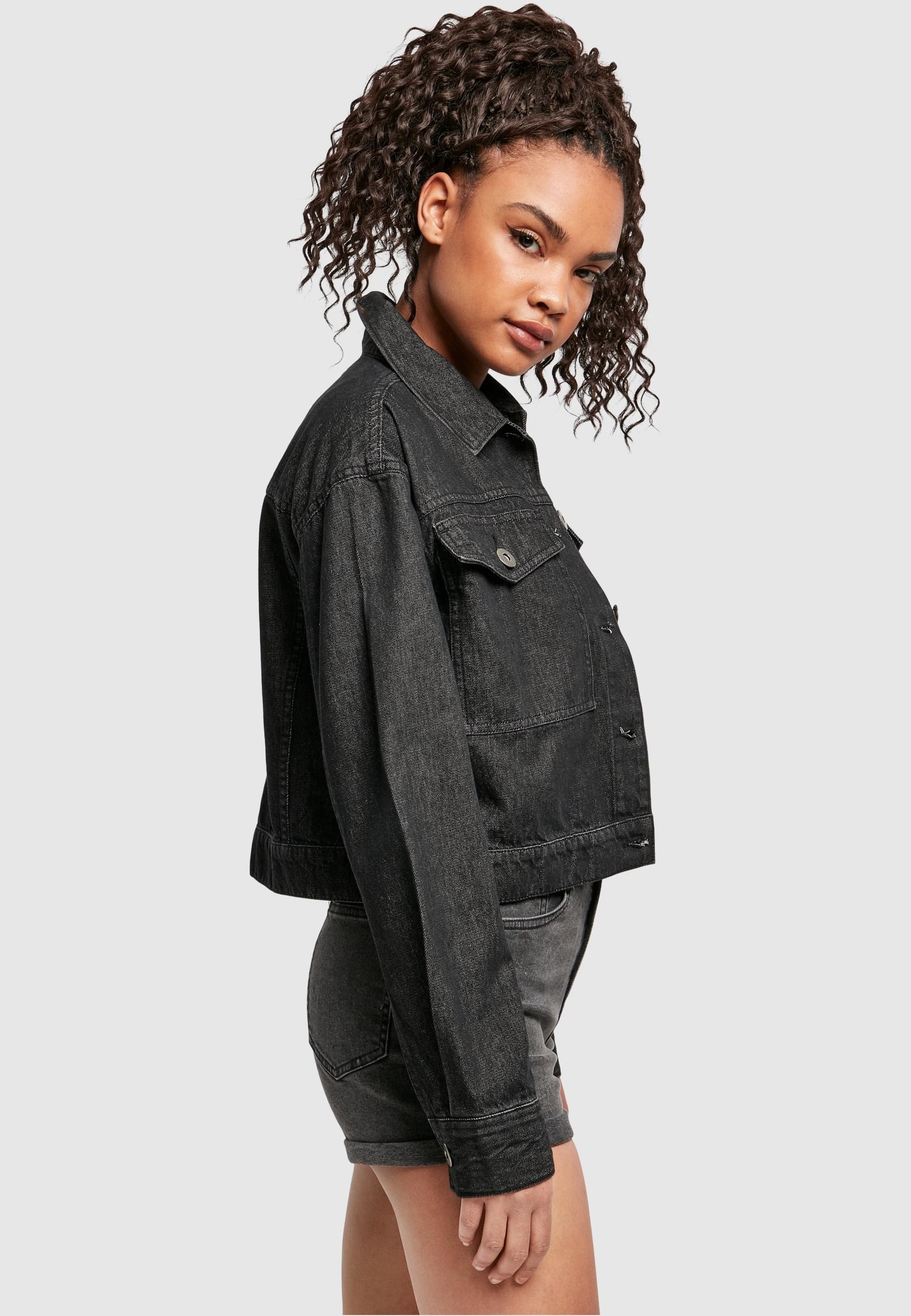 URBAN CLASSICS Allwetterjacke »Urban Classics Damen Ladies Short Oversized Denim Jacket«, (1 St.), ohne Kapuze