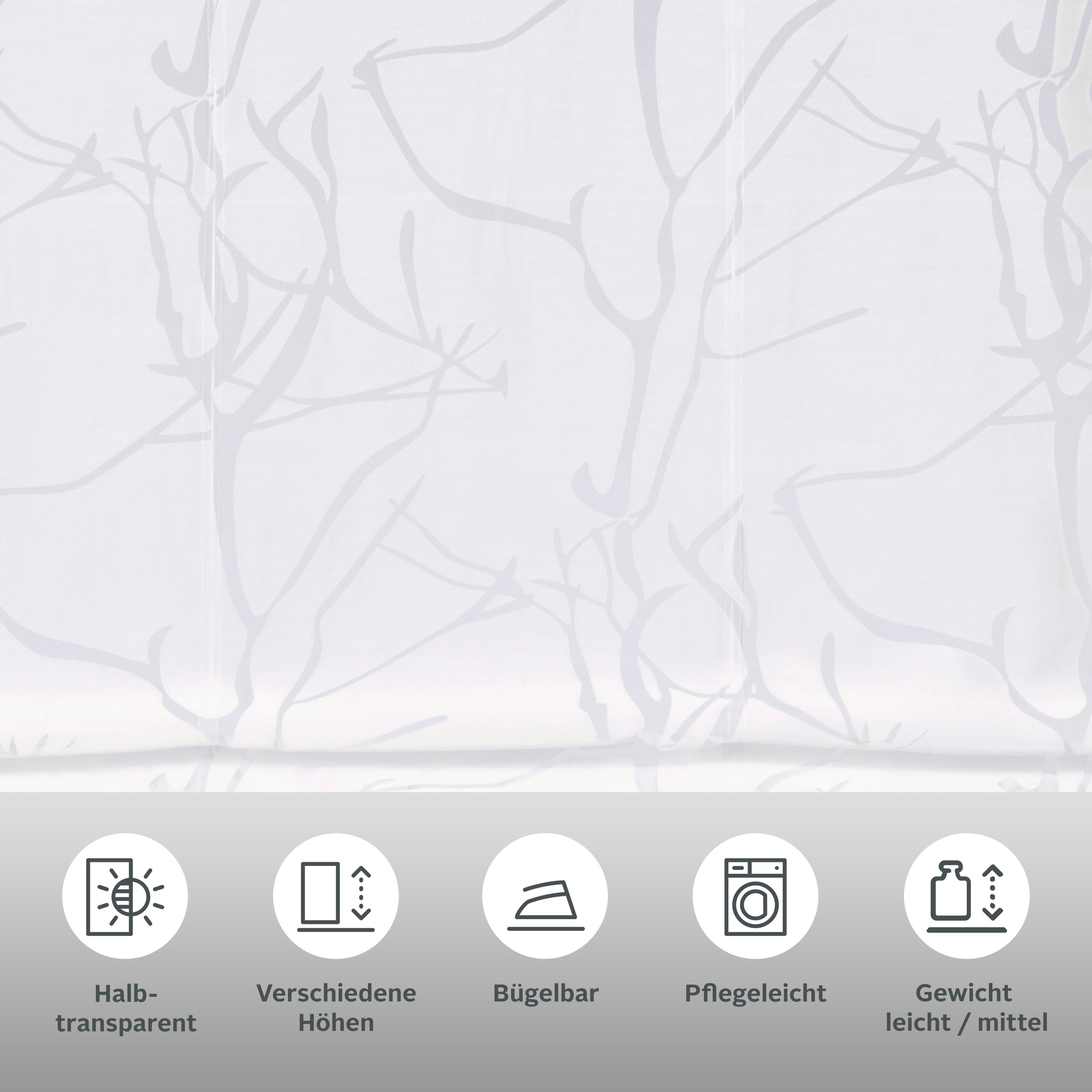 my home Raffrollo "Anna" mit Klettband Halbtransparent, Ausbrenner, Viskose günstig online kaufen