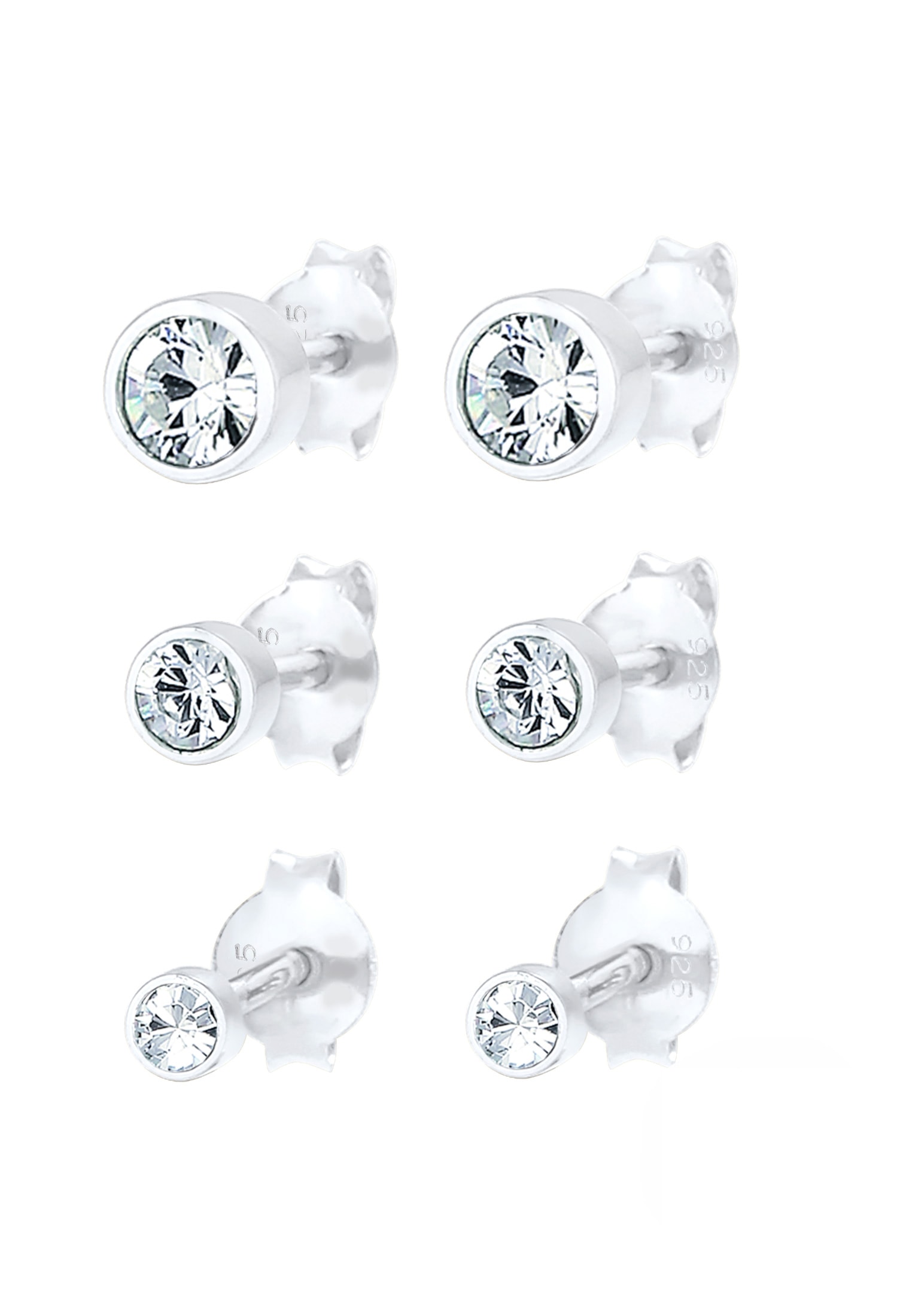 Elli Ohrring-Set »Stecker Kristalle (3 tlg) 925 Silber«
