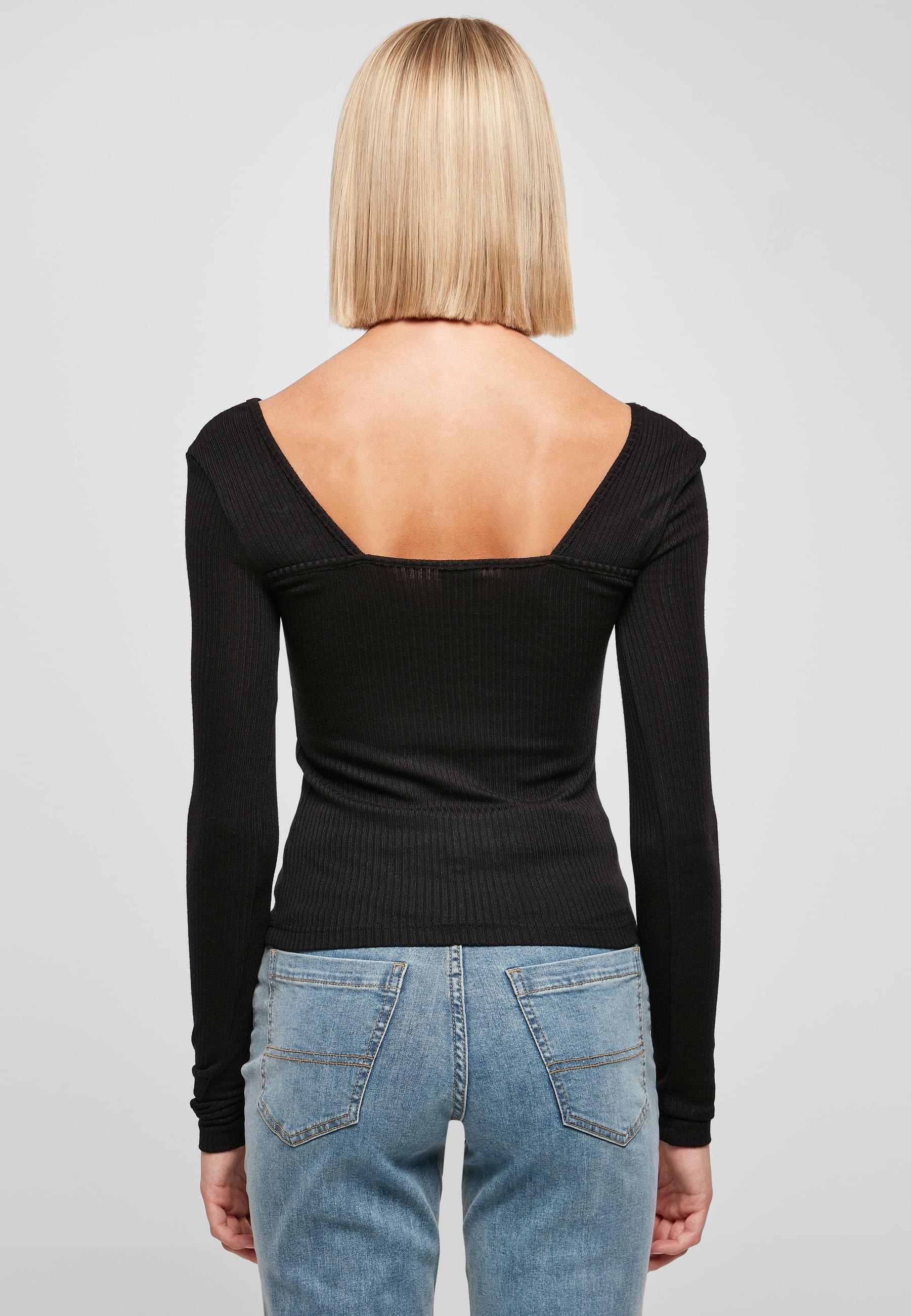 URBAN CLASSICS Longsleeve »Urban Classics Damen Ladies Rib Squared Neckline Longsleeve«, (1 tlg.)