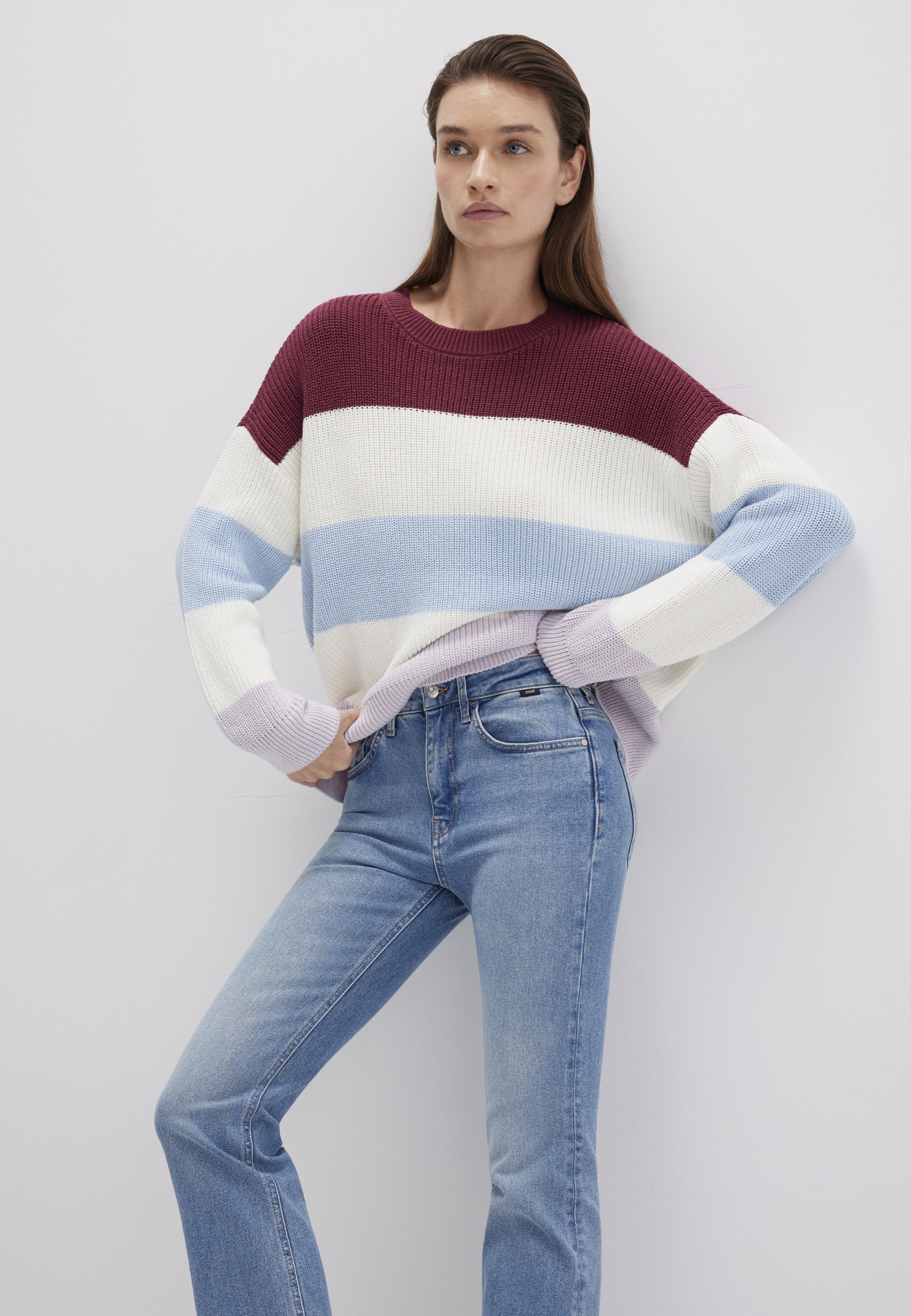 Mavi Rundhalspullover "STRIPED SWEATER", Gestreifter Pullover günstig online kaufen