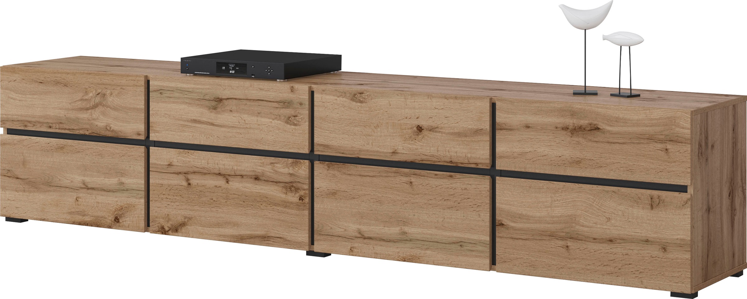 Thumbnail - INOSIGN Lowboard "Cross, moderne grifflose TV-Kommode,4 Klappen/4 Schubkästen", Breite 225 cm, TV-Schrank mit viel Staur...