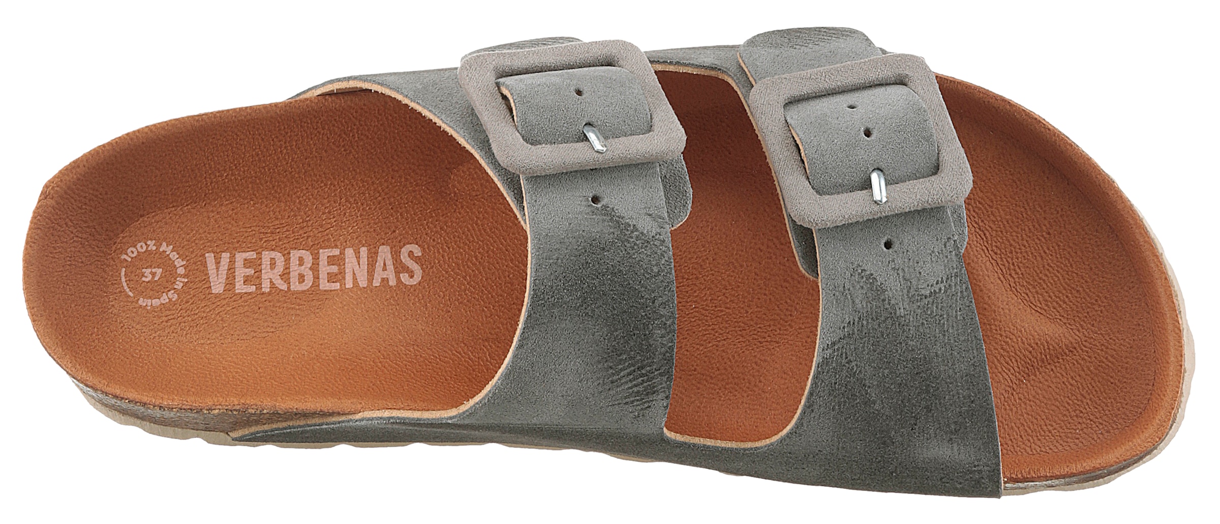 VERBENAS Pantolette »Randell Velour«, Sommerschuh, Schlappen, Hausschuh, Urlaubschuh mit Softfußbett
