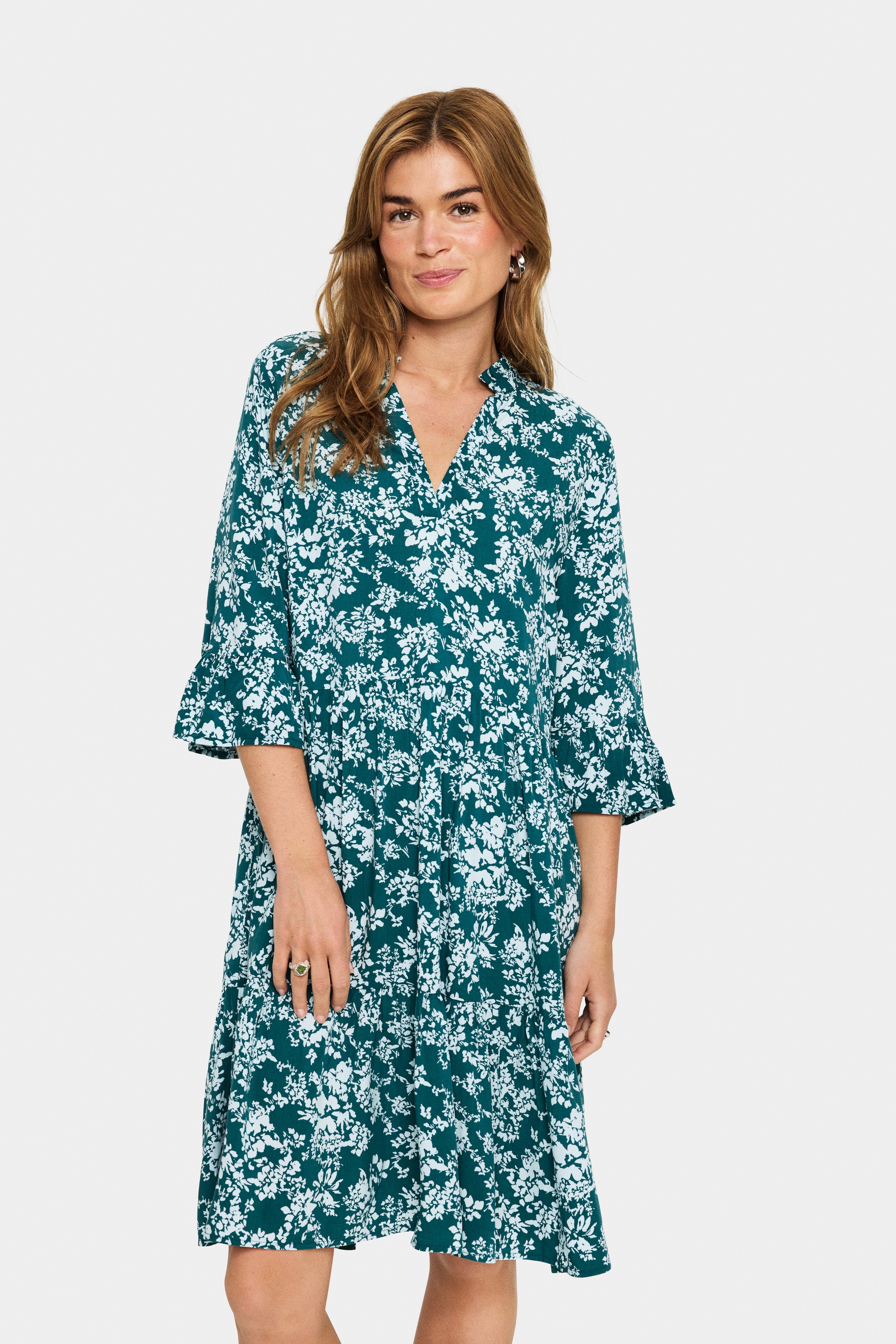 Saint Tropez Blusenkleid "EdaSZ Dress", mit Volant und 3/4 Ärmel günstig online kaufen
