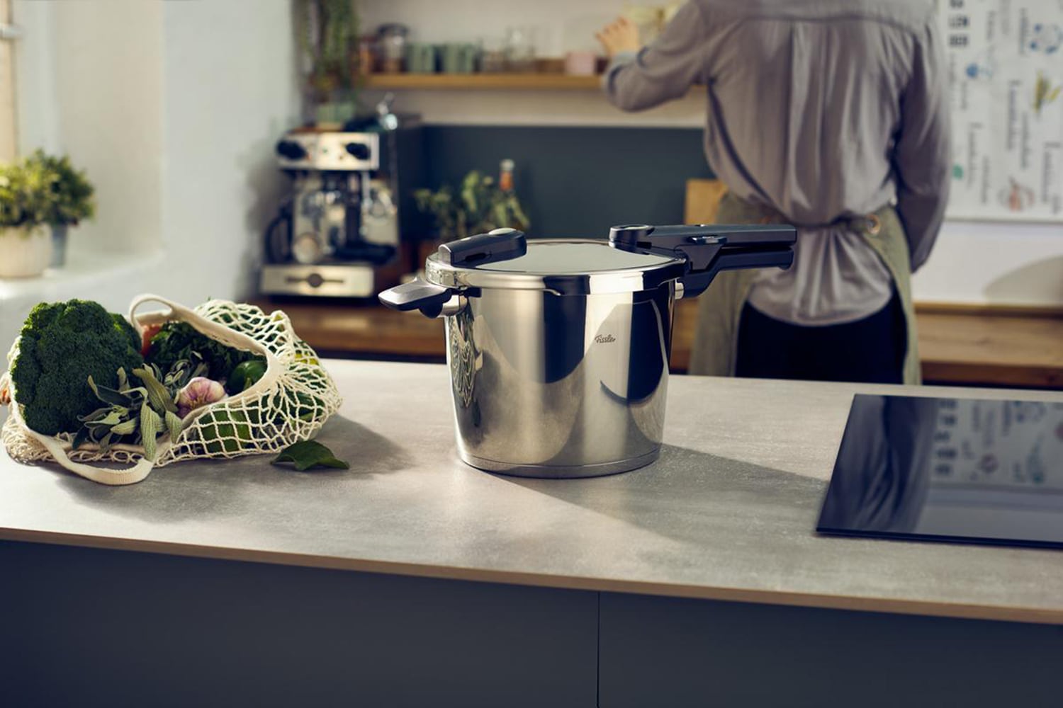 Fissler Schnellkochtopf »Vitaquick®Elemental Dampfkochtopf Premium Drucktopf« Set, Schnellkochtopf + Schnellbratpfanne + 1 Deckel, 3 tlg. Edelstahl 18/10