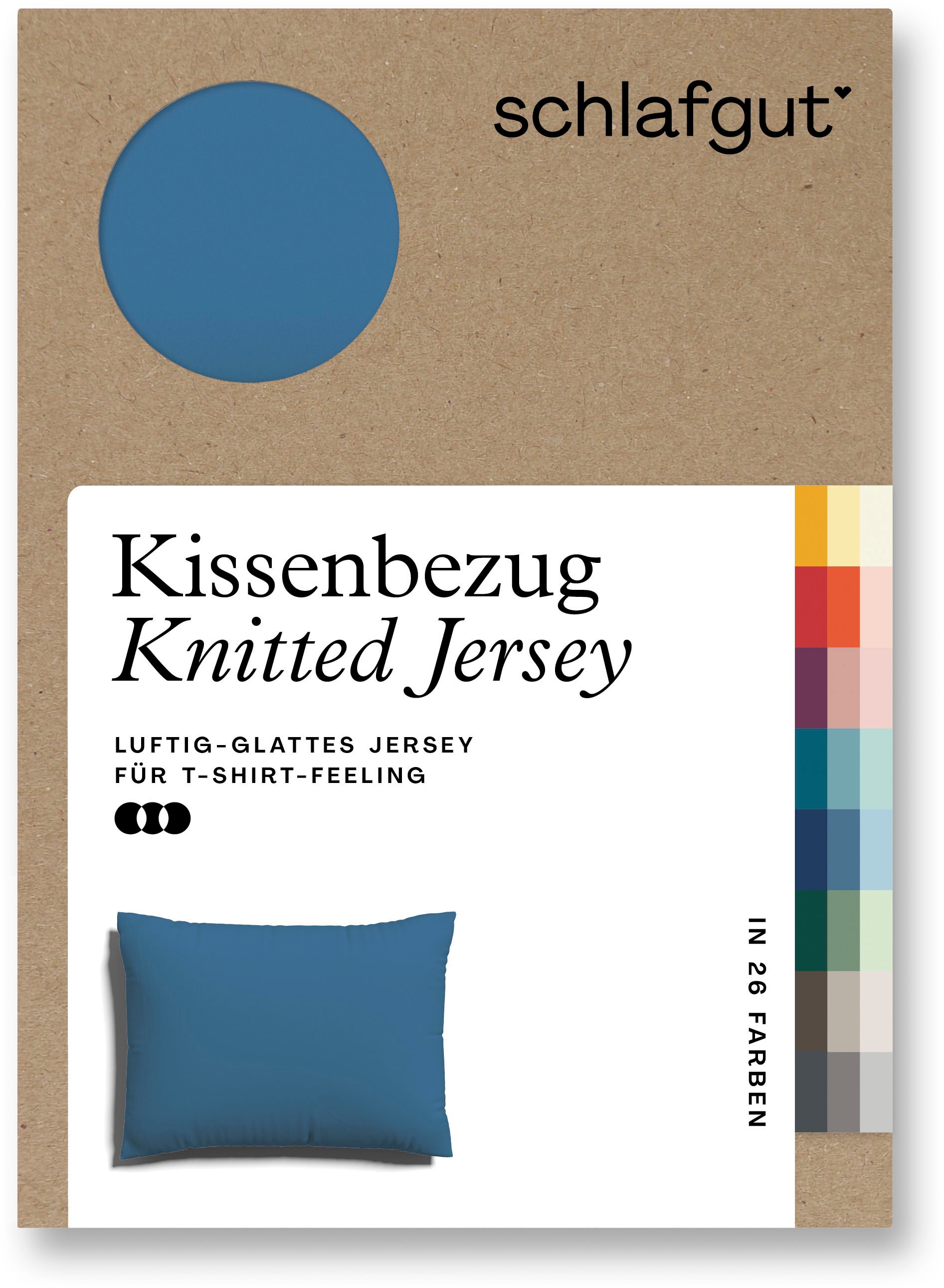 Schlafgut Kissenbezug »Knitted Jersey aus Bio-Baumwolle mit Elasthan, bügelfrei,«, (1 St.), besonders fein gestrickt, Kissenhülle mit farbigem Reißverschluss