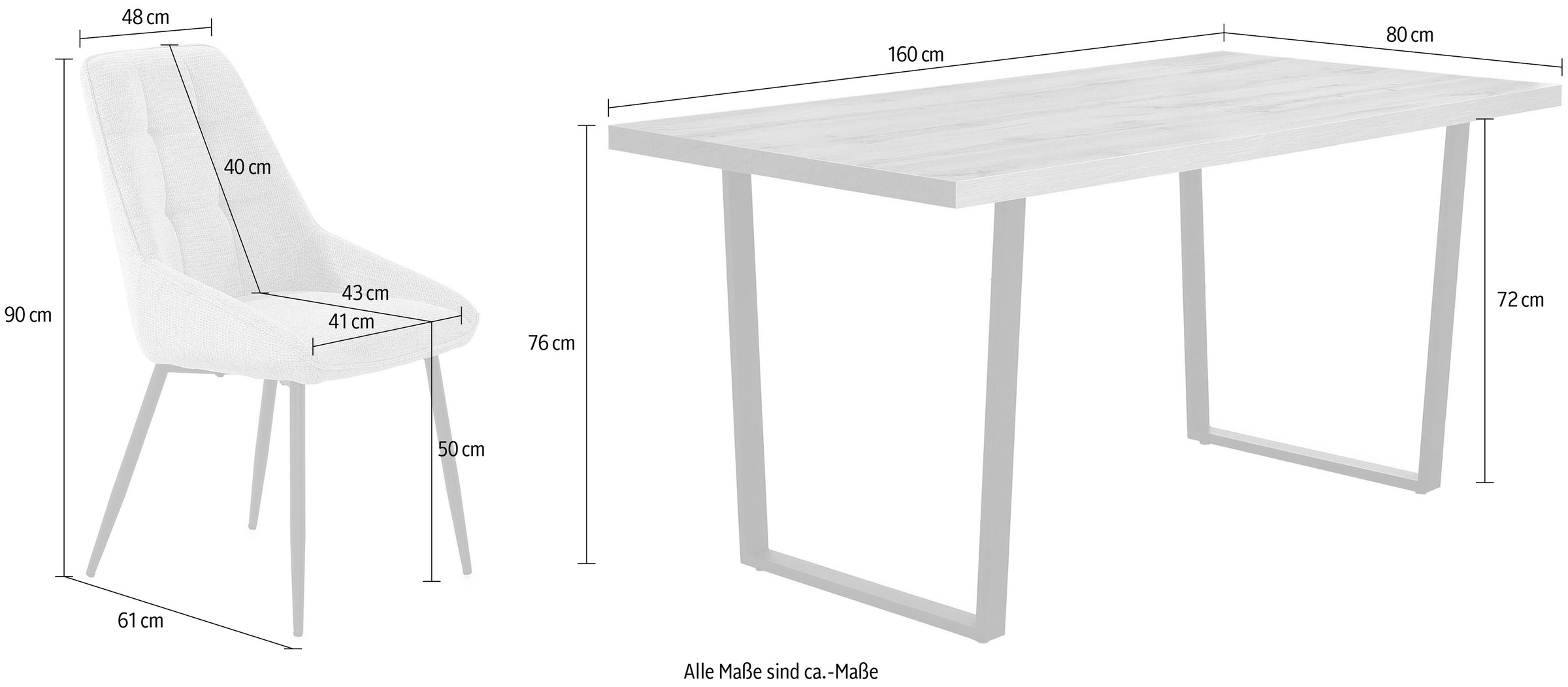 Jockenhöfer Gruppe Essgruppe »ROGER, Sitzgruppe, Tisch, 4 Stühle« Set, 5 Stk. tlg. Tischplatte Wildeiche, U-Gestell, Stühle mit Webstoff