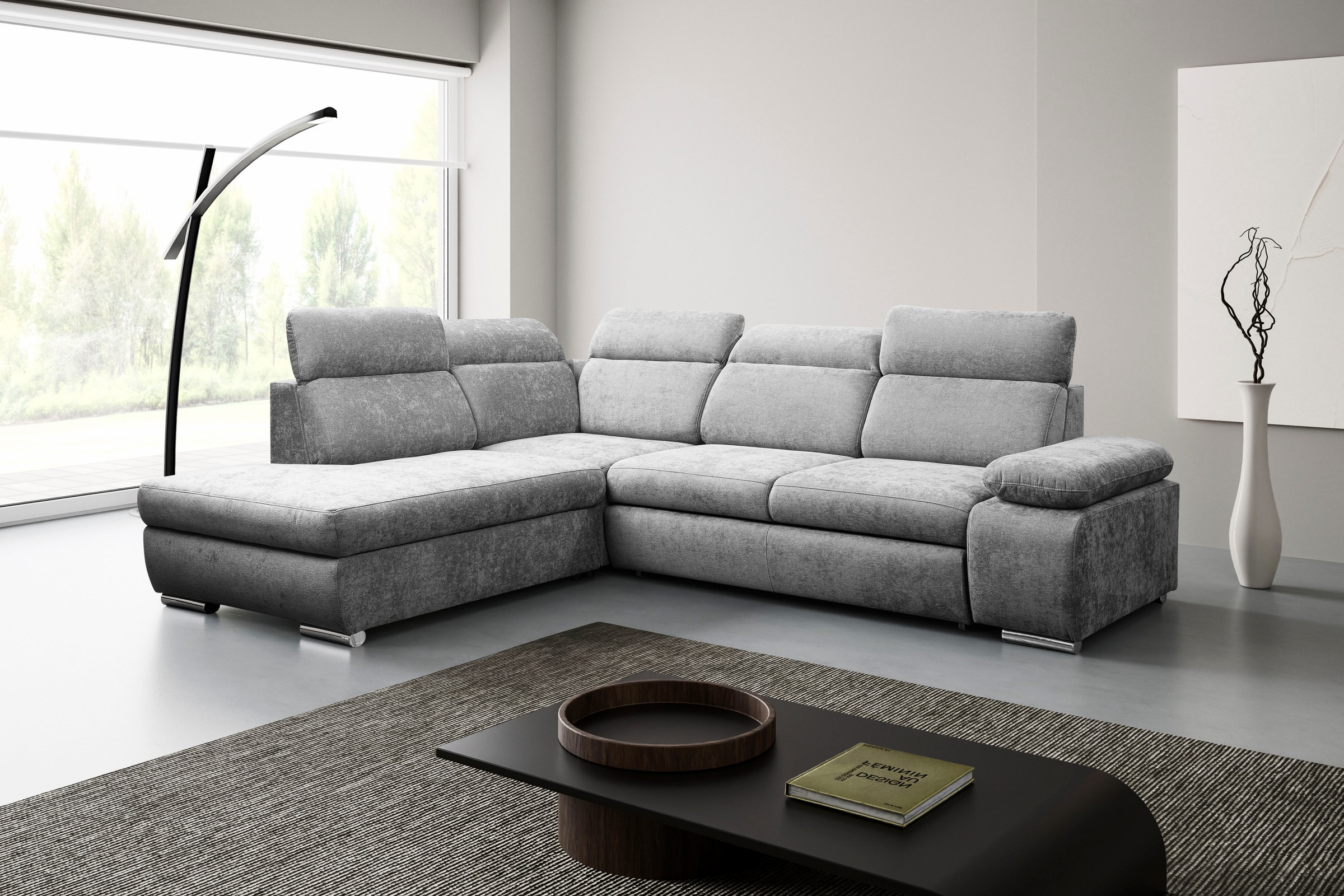 WERK2 Ecksofa "Alicante 280 x 230 cm Cord L-Form, modern und bequem" Chenille, L-Form, XXL, Schlaffunktion, Bettkasten