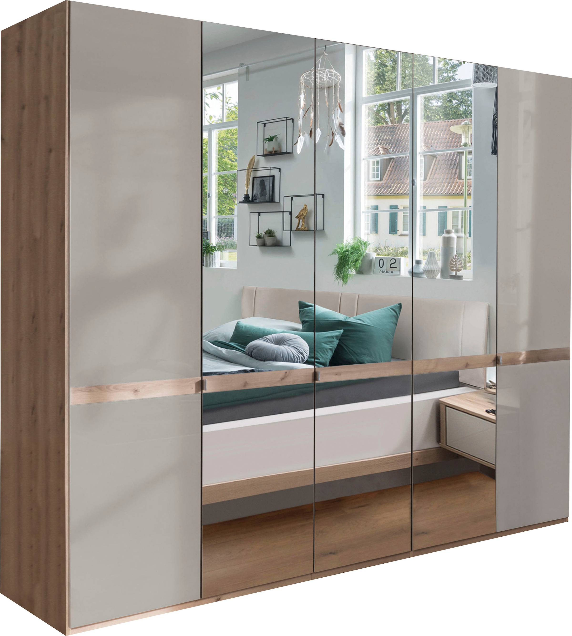 WIEMANN Kleiderschrank "Barcelona" mit Spiegelfront und schmaler Bauchbinde