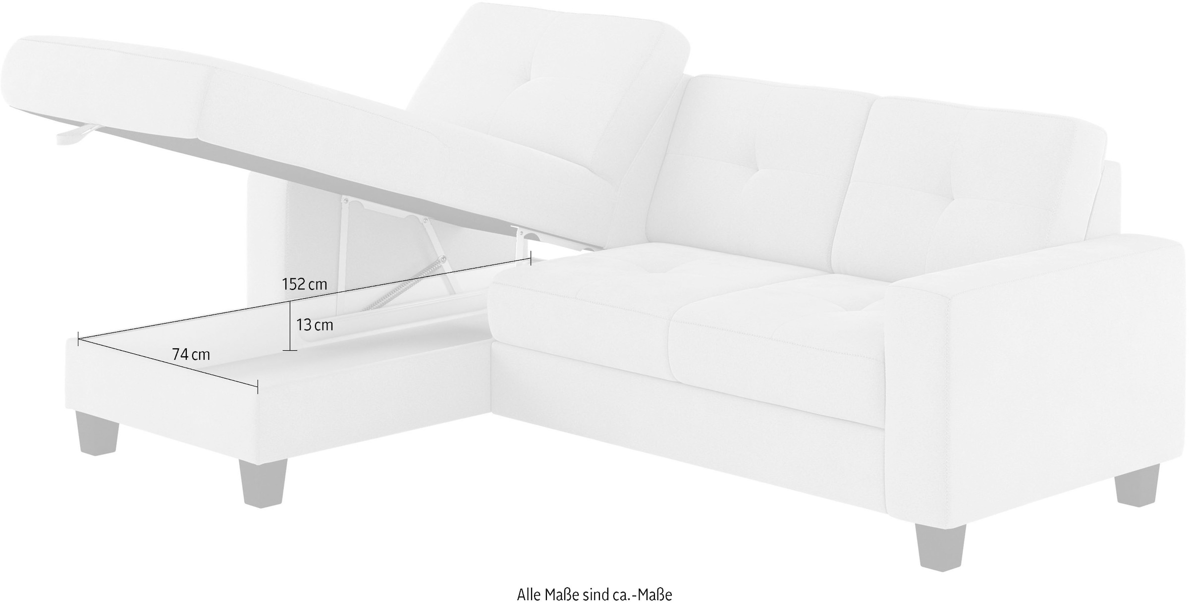 Places of Style Ecksofa »Varese L-Form«, Kreuznaht in beige