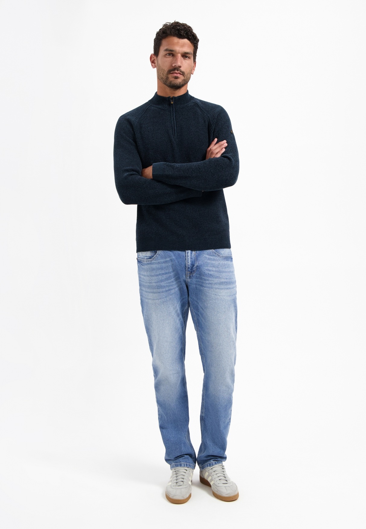 Thumbnail - NO EXCESS Stehkragenpullover "No Excess Melierter Half-Zip-Pullover"