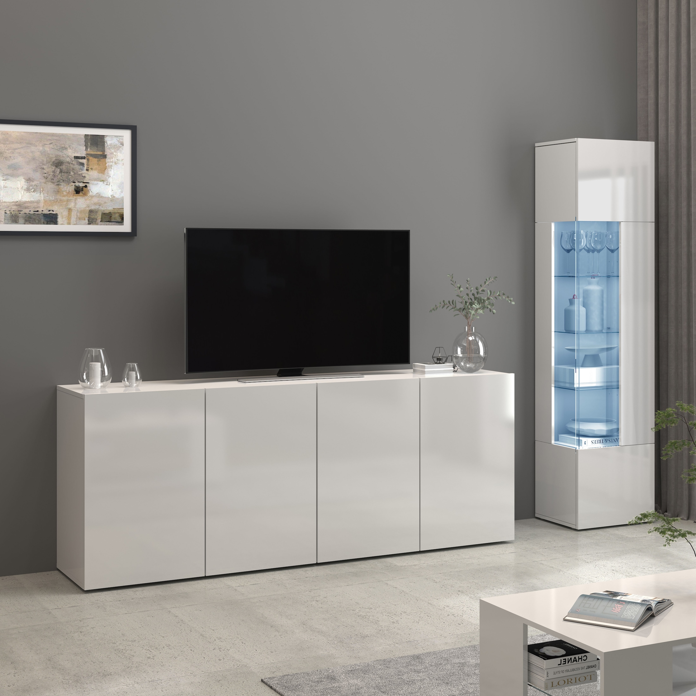 INOSIGN Vitrine »Egypt«, komplett hochglanz lackiert, 1 Glastür mit 3 Glasböden