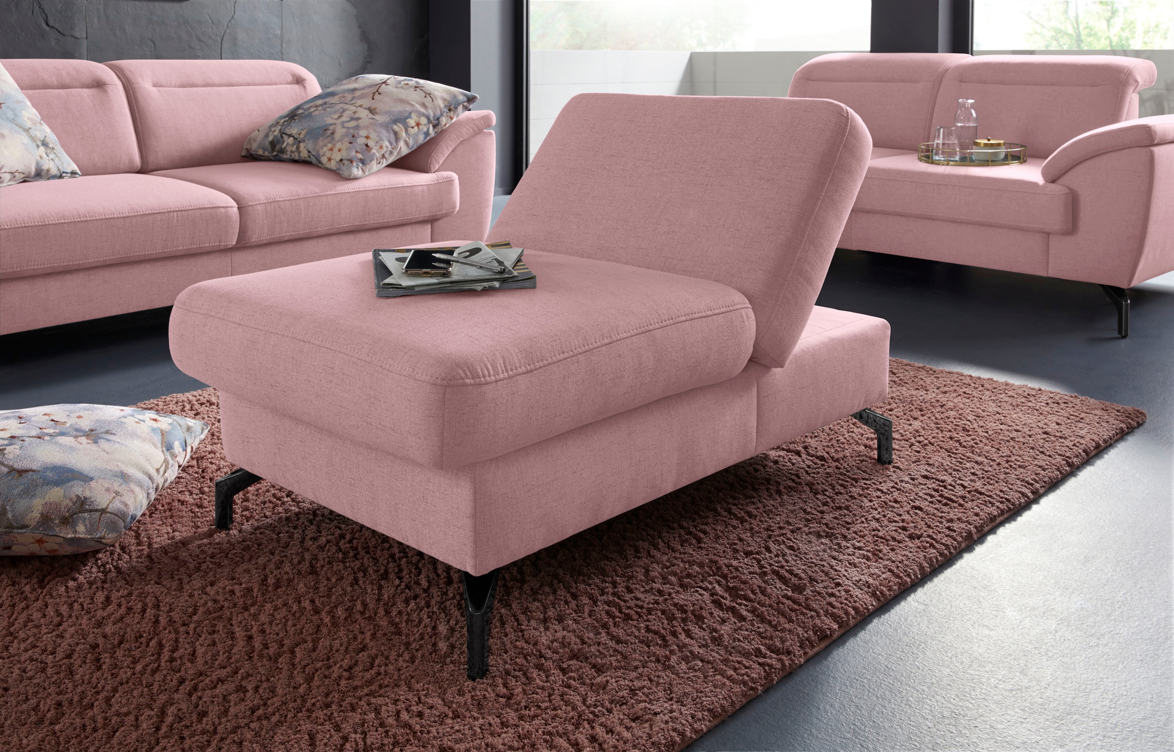 sit&more Hocker »Percy« Fußhöhe 15cm, mit Klappfunktion, wahlweise in 2 Fußfarben