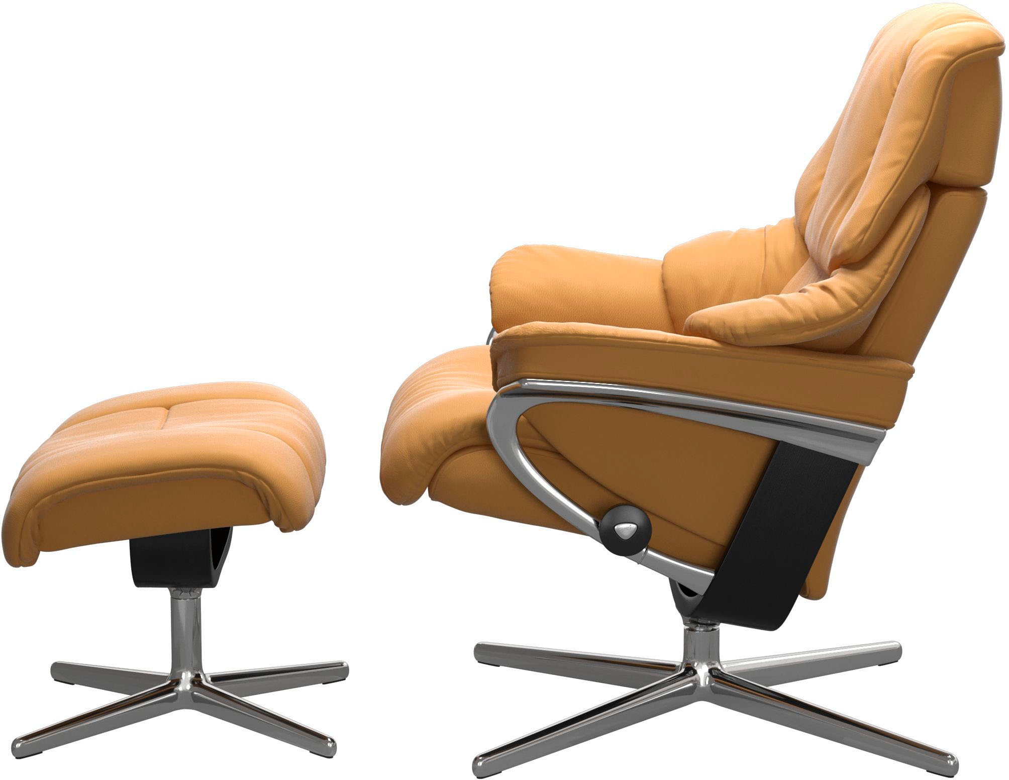 Stressless® Relaxsessel »Reno«, (Set, Relaxsessel mit Hocker), mit Hocker, mit Cross Base, Größe S, M & L, Holzakzent Schwarz
