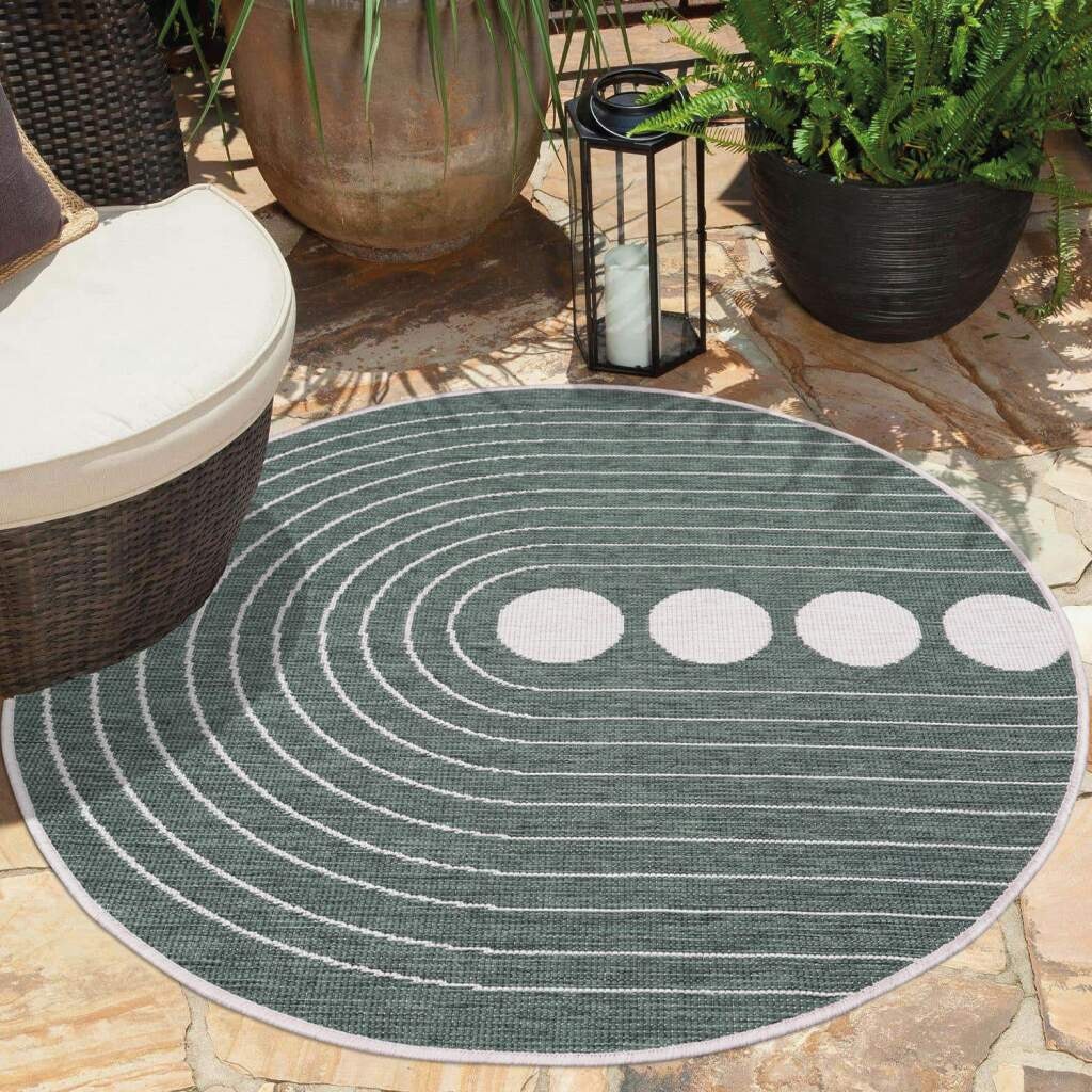 Carpet City Outdoorteppich »DUO RUG 5739«, rund, 5 mm Höhe, Wendeteppich Wetterfest In- & Outdoor, Balkon, Terrasse, Wohnzimmer