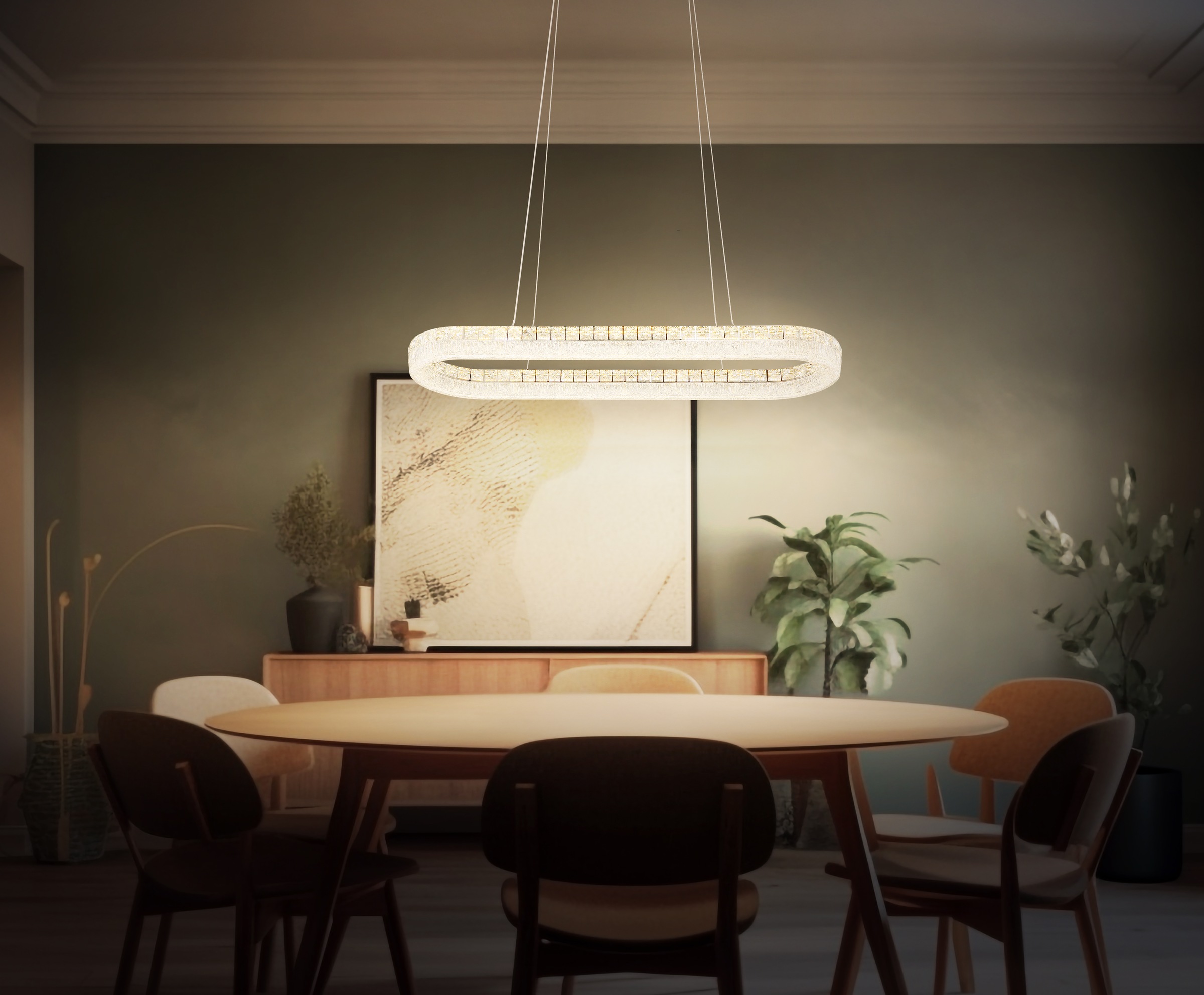 GLOBO LIGHTING Hängeleuchte »LAUREL« LED-Modul 1 Stk. Verchromte Hängeleuchte mit Acryl und Glaskristallen, dimmbar