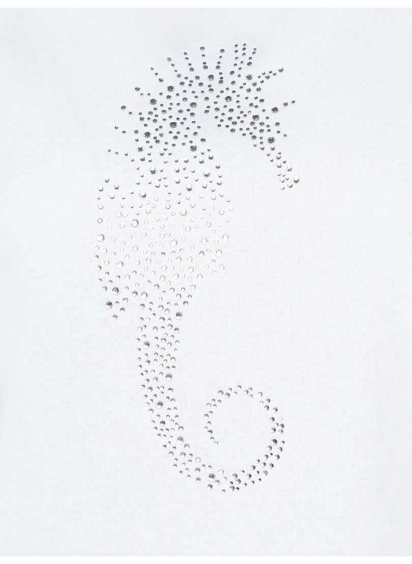 Trigema T-Shirt »TRIGEMA T-Shirt mit Seepferdchen-Print aus Strasssteinchen«, (1 tlg.)