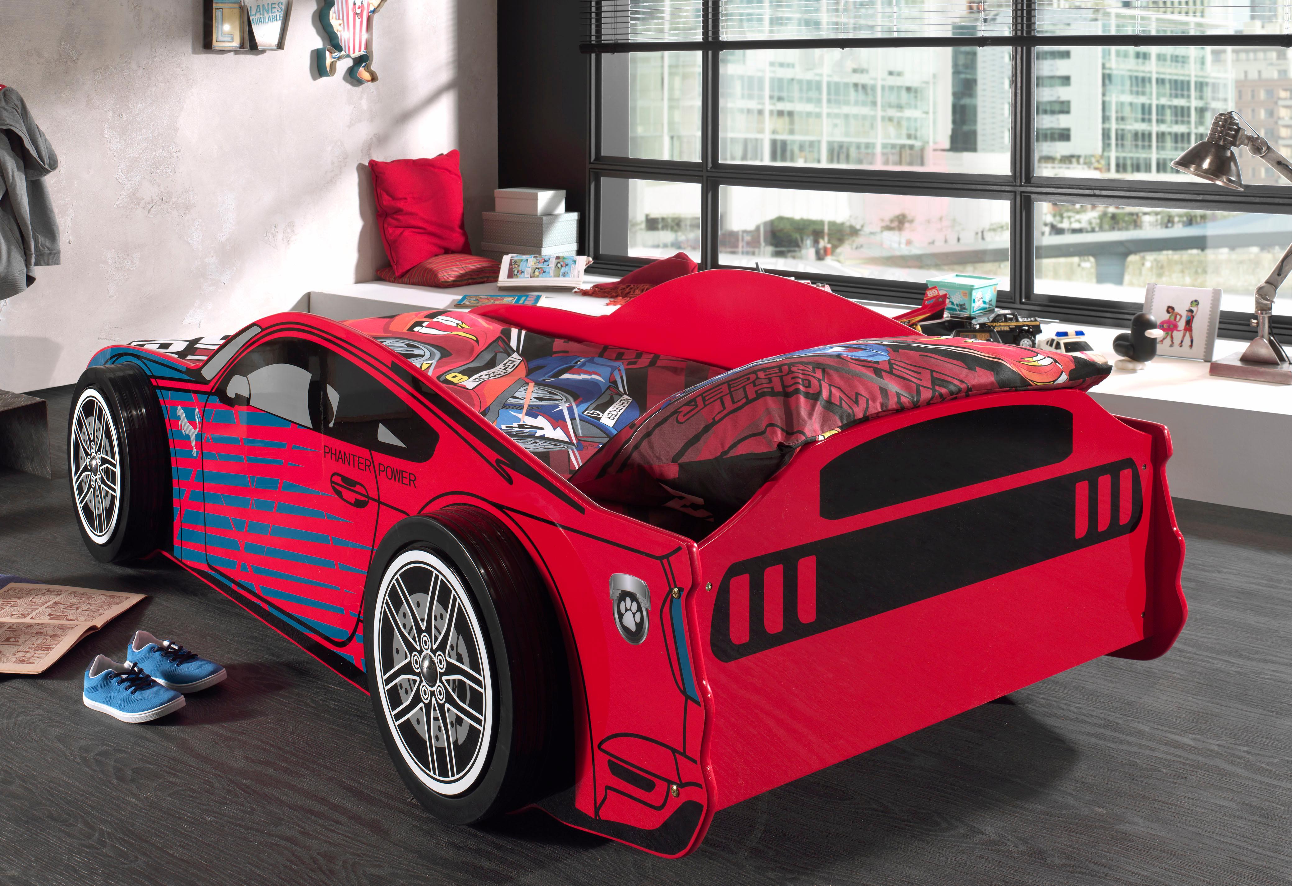 Thumbnail - Vipack Autobett "Sport-Wagen Optik, Liegefläche 90/200, MDF glänzend lackiert" B/H/T ca. 227x60x111cm, inkl. Lattenrost,...