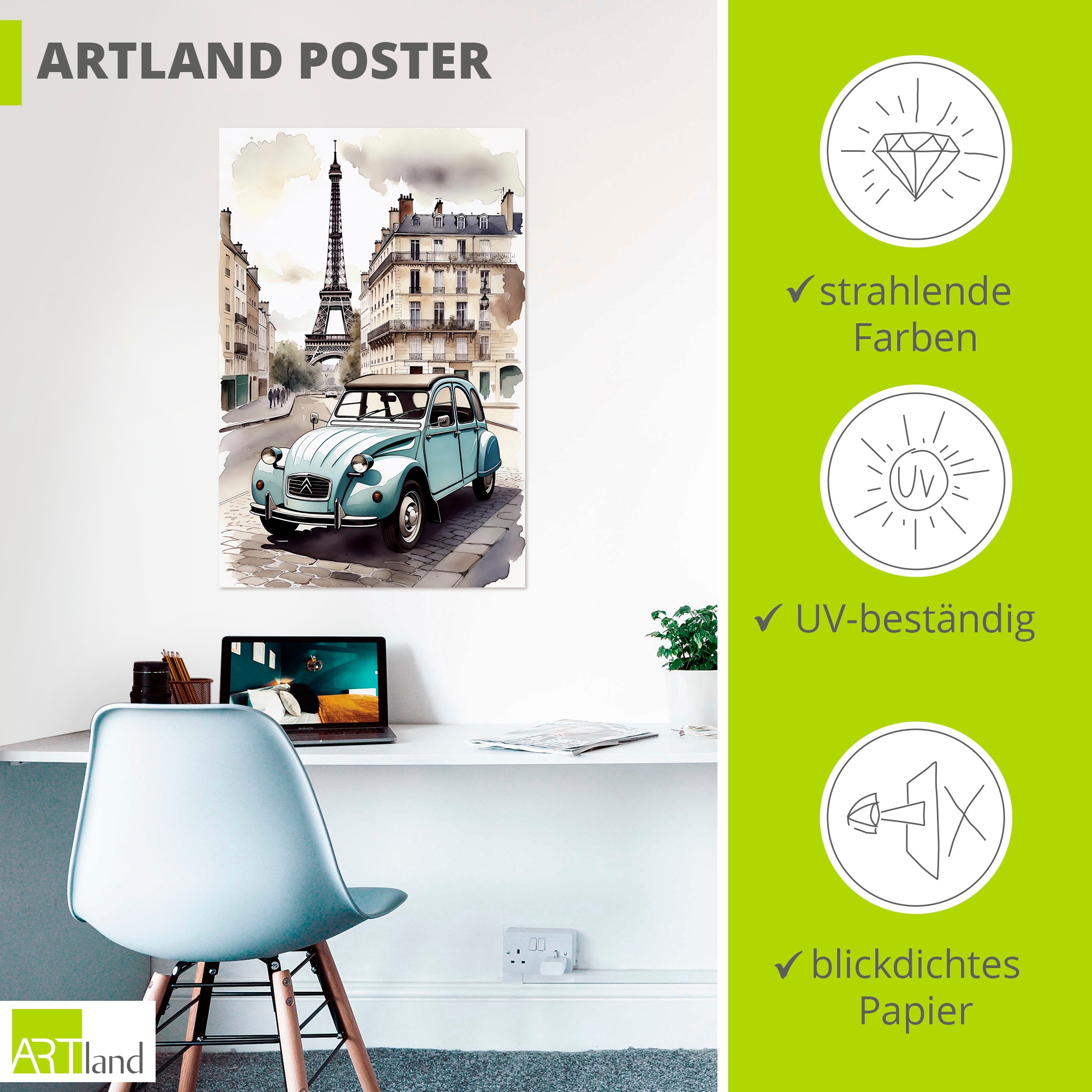 Artland Wandbild »2CV - die bekannte Ente« 1 Stk. tlg. als Alubild, Leinwandbild, Poster, Wandaufkleber in verschied. Größen