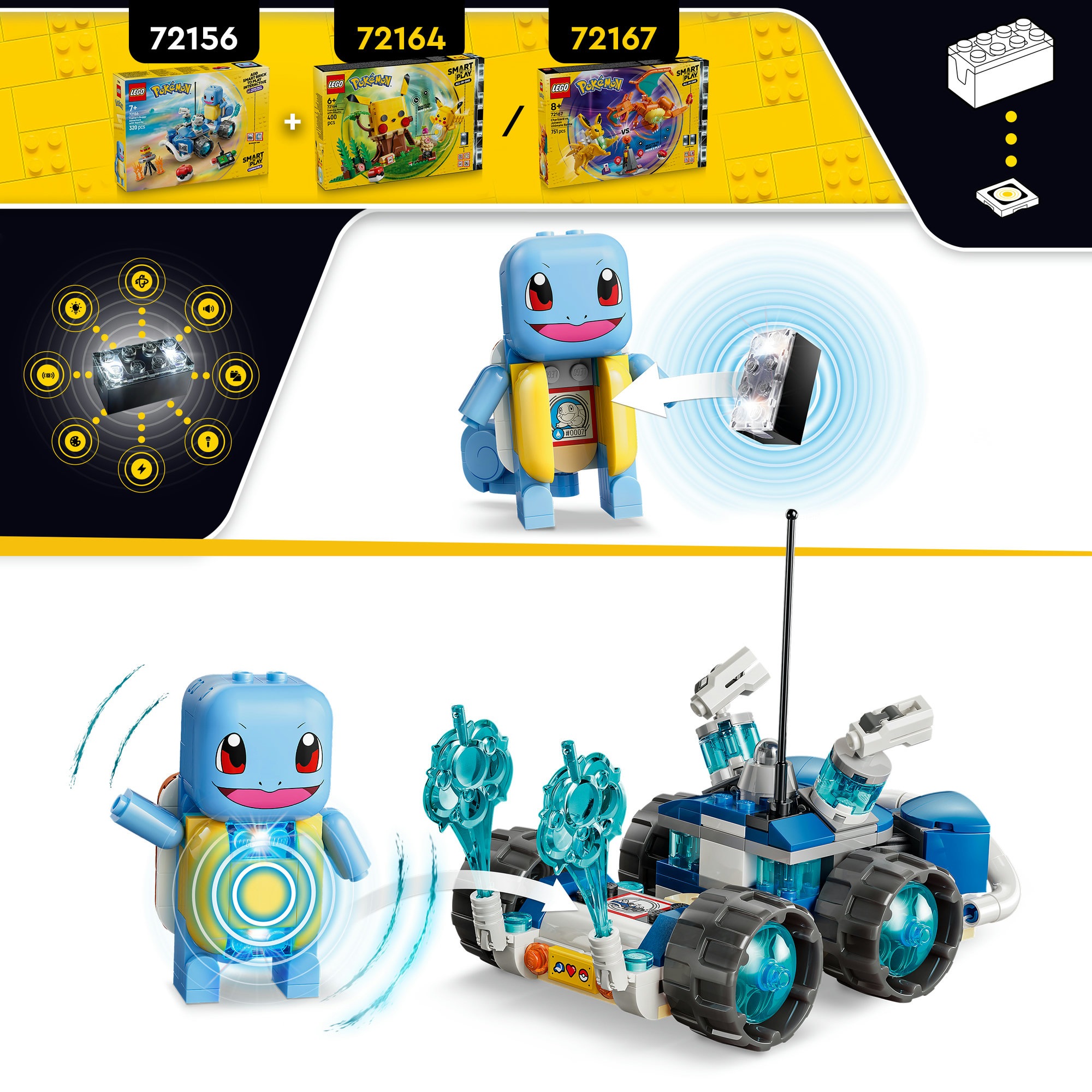 LEGO® Konstruktionsspielsteine »SMART Play: Trainer-Buggyabenteuer mit Schiggy (72156), LEGO Pokémon« Mit SMART Brick kombatibel (nicht enthalten)
