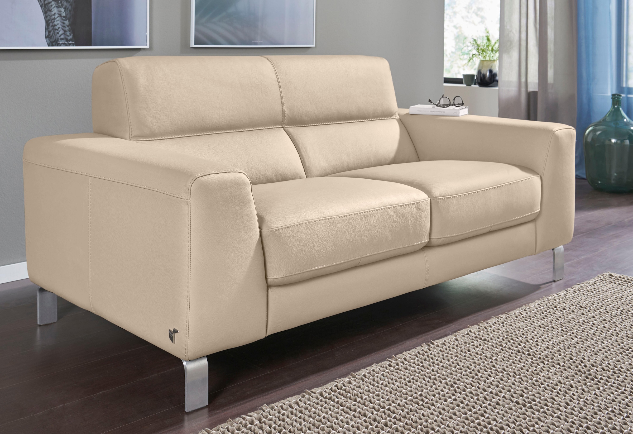 CALIA ITALIA 2,5-Sitzer "Simon, hoher Sitzkomfort, modern und elegant, italienisches Designsofa" in zwei Lederqualitäten
