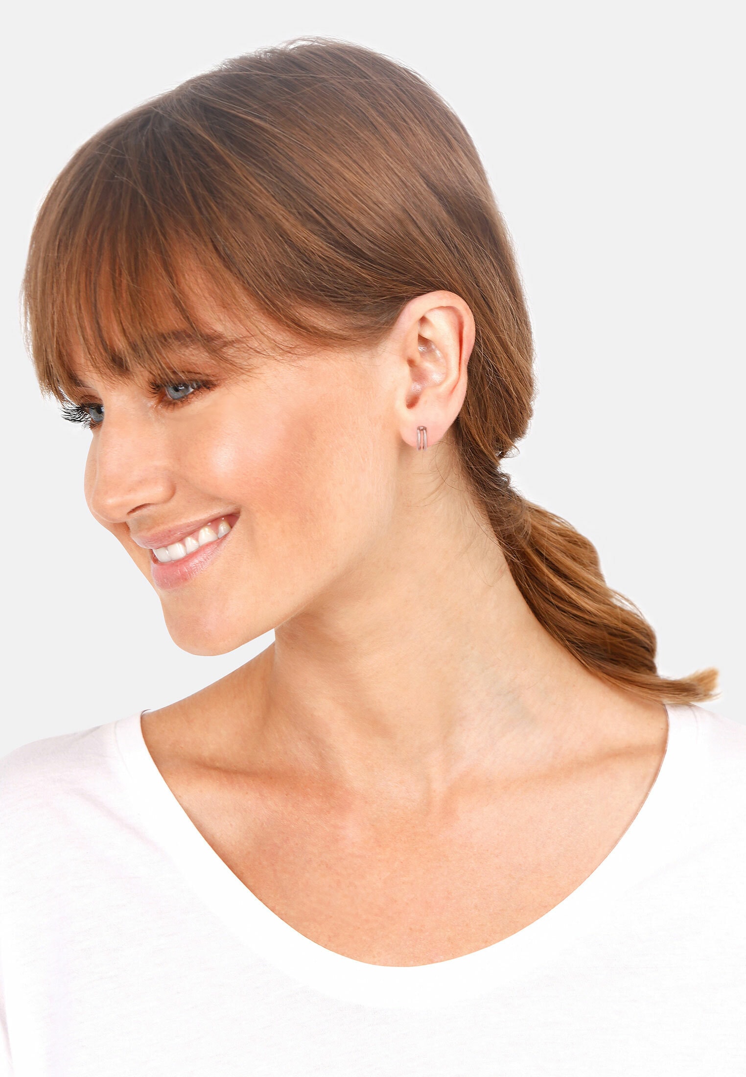 Elli Paar Ohrstecker »Creolen Stecker Basic Minimal 925 Silber«