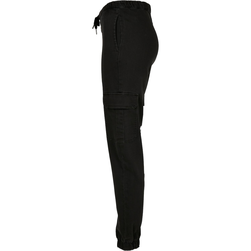 URBAN CLASSICS Stoffhose »Urban Classics Damen Ladies Knitted Denim High Waist Cargo Pants«, (1 tlg.)