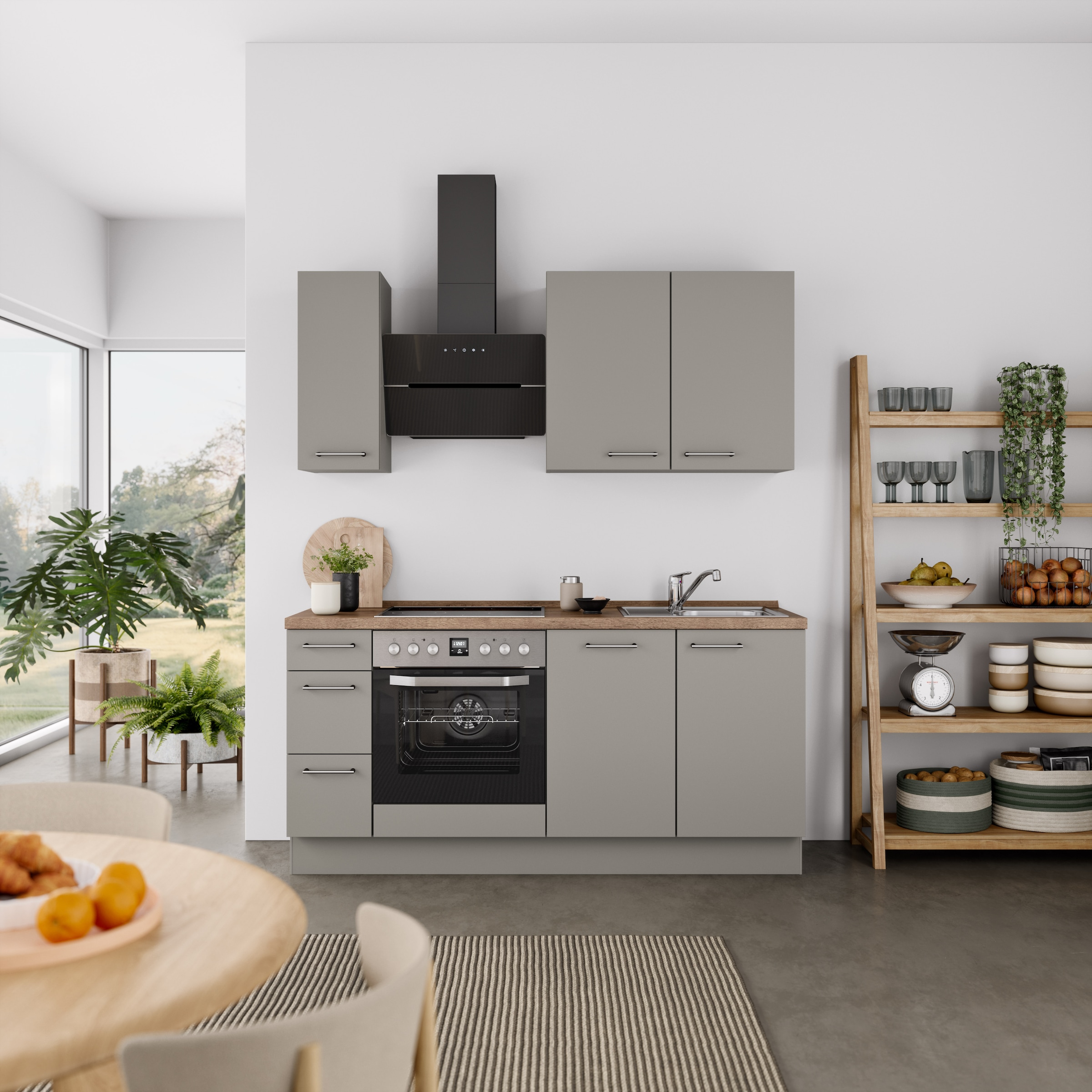 nobilia® Küchenzeile »"Laser II", Ausrichtung wählbar, Breite 180 cm« vormontiert, wahlw. mit unterschiedlichen E-Geräten-Sets