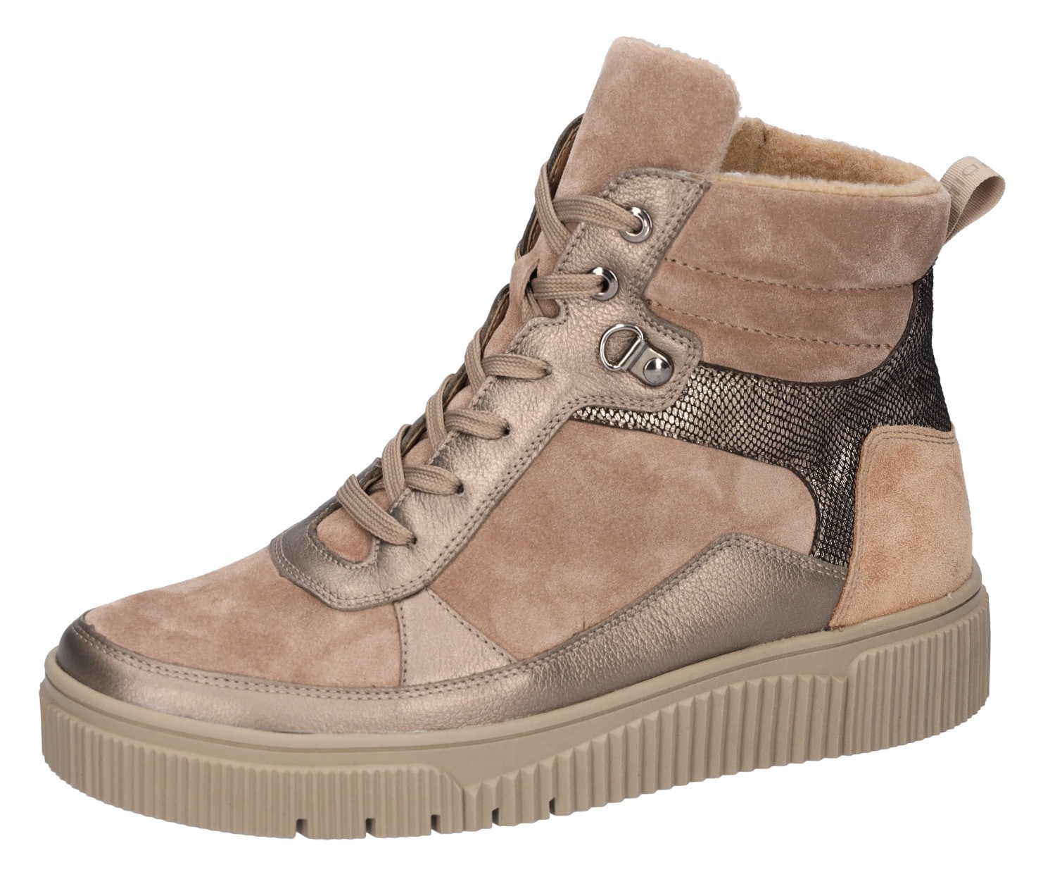 Waldläufer Stiefelette "K-Sansa" Schnürboots, Plateaustiefelette mit Metallic-Details, K-Weite