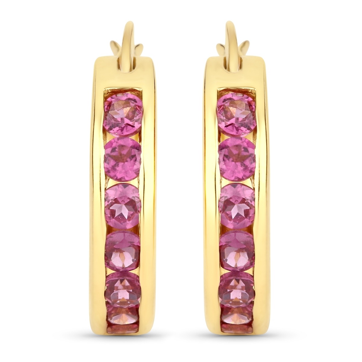Paar Creolen RAFAELA DONATA "Set: K84", gelbgold, rosa, rot, Ohrringe, Damen, 18, aus Sterling Silber