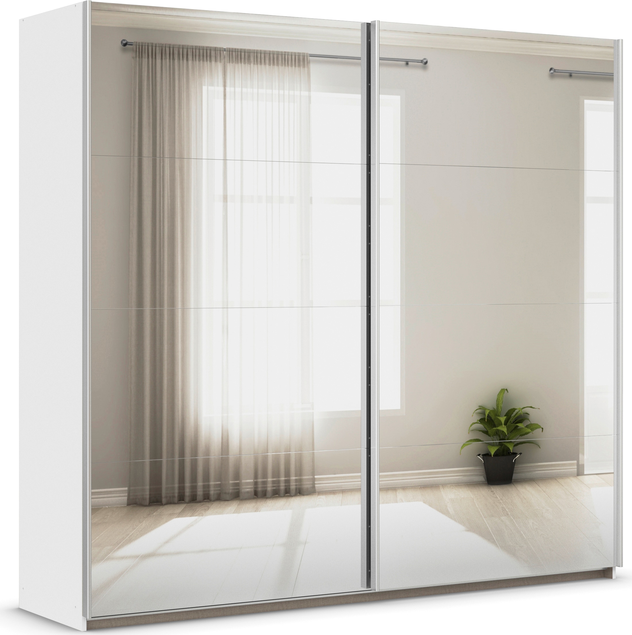 OTTO home "Mehrzweckschrank Aktenschrank Möbel Mietswohnung Schlafzimmer ASTANA" 3 Ausstattungen BASIC/CLASSIC/PREMIUM (inkl. SOFT-CLOSE-FUNKTION), großflächige Spiegelfront Metallgriffleisten alufarbig MADE IN GERMANY