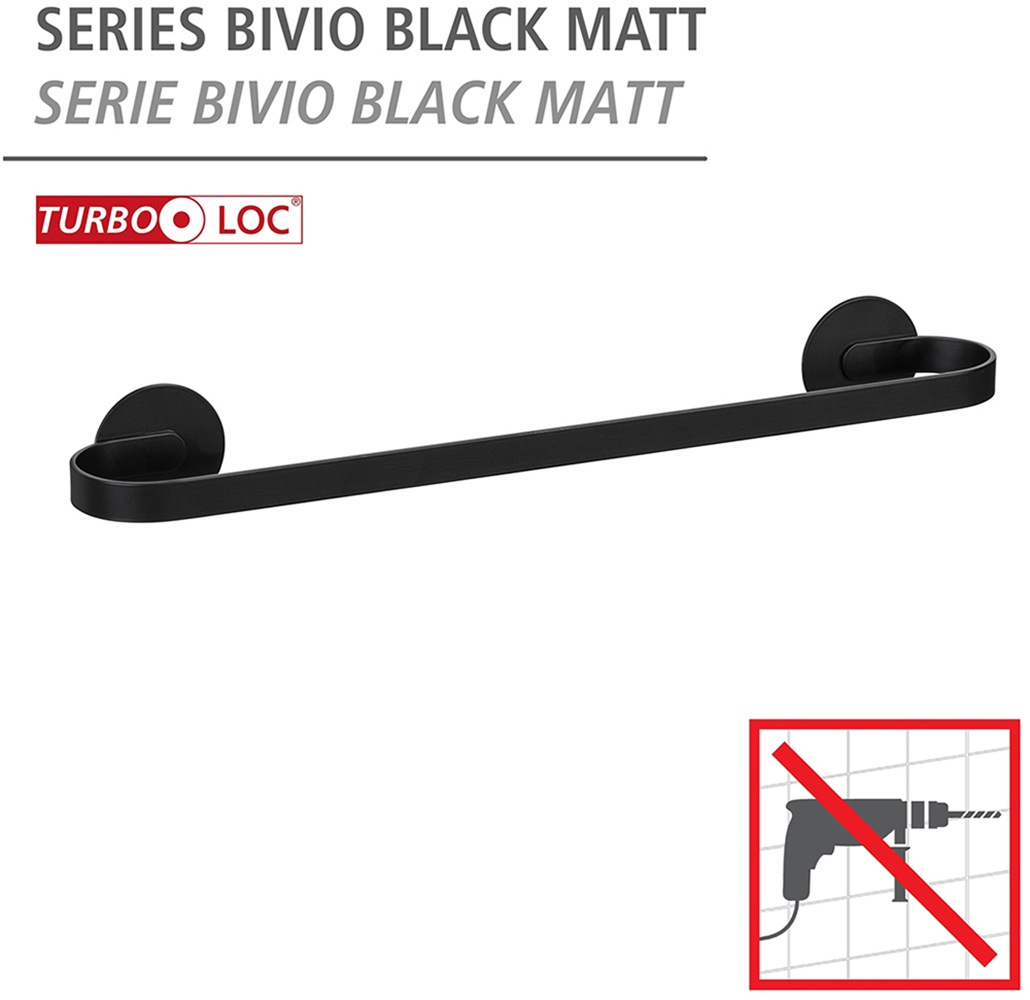 WENKO Handtuchstange »Turbo-Loc® Modell Uno Bivio«, aus Aluminium, Befestigen ohne Bohren, 40 cm
