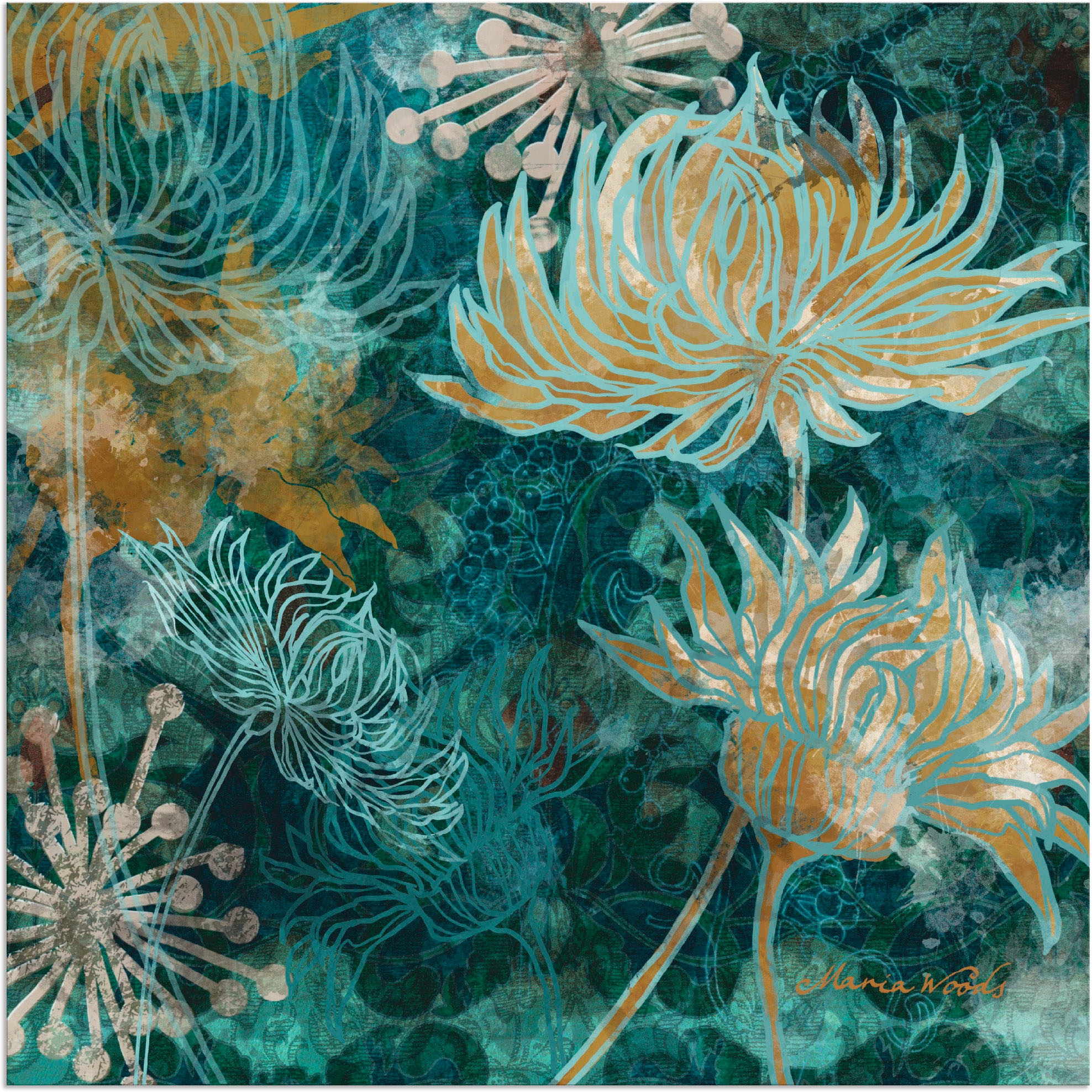 Artland Wandbild »Blaue Alubild, Chrysanthemen Blumen, BAUR Poster | Größen als St.), bestellen I«, oder in Leinwandbild, (1 Wandaufkleber versch