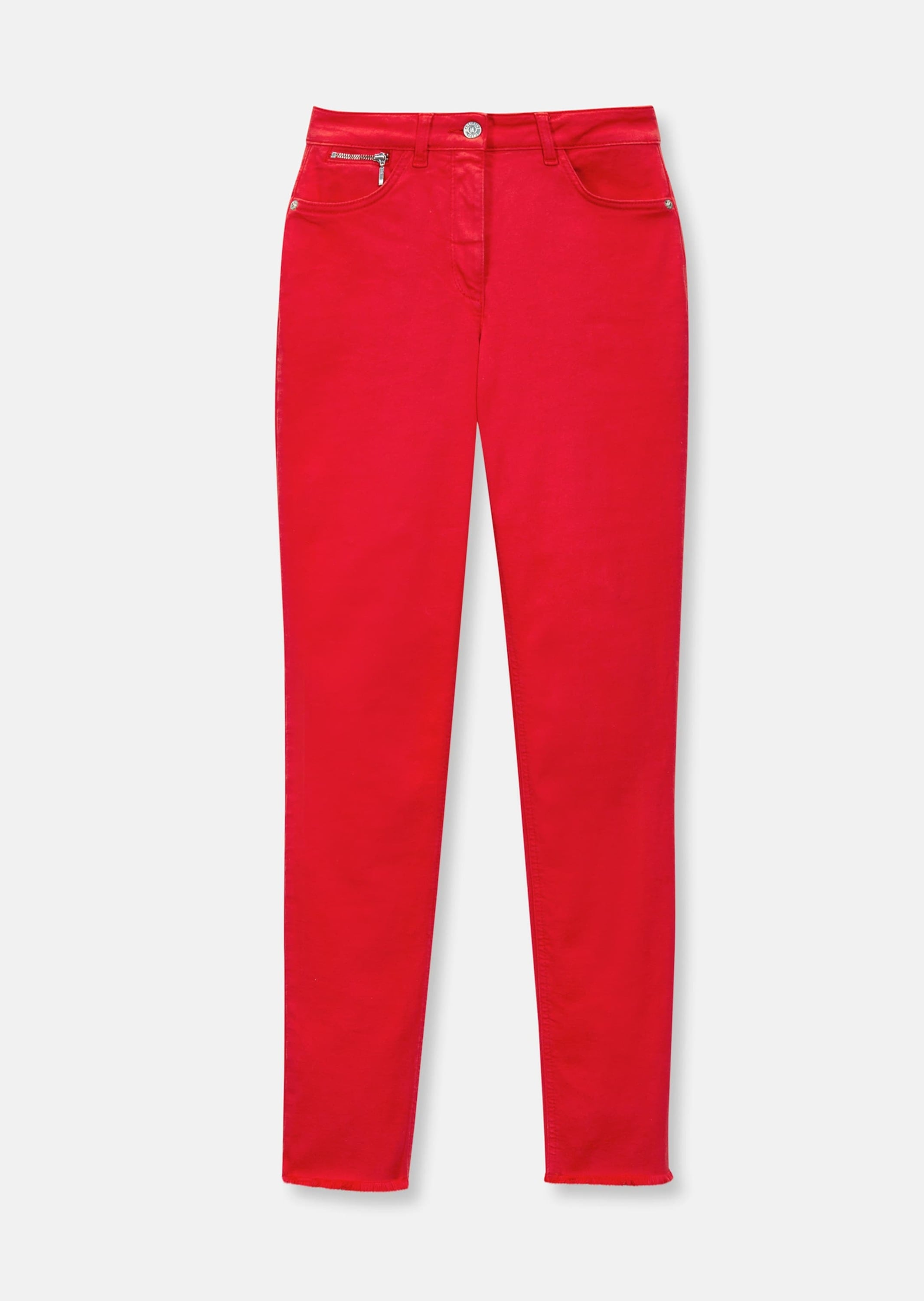 MADELEINE "Jeans Mid Waist Skinny-Hose mit Fransen" mit Fransensaum