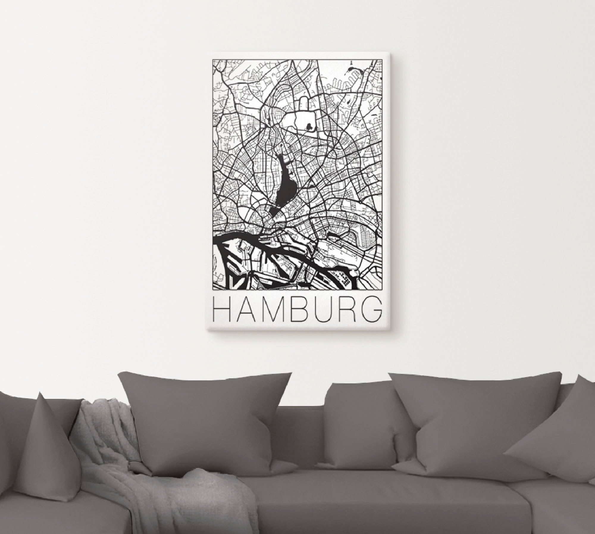 Artland Wandbild »Retro Karte Hamburg Deutschland«, Deutschland, (1 St.), als Leinwandbild, Poster in verschied. Größen