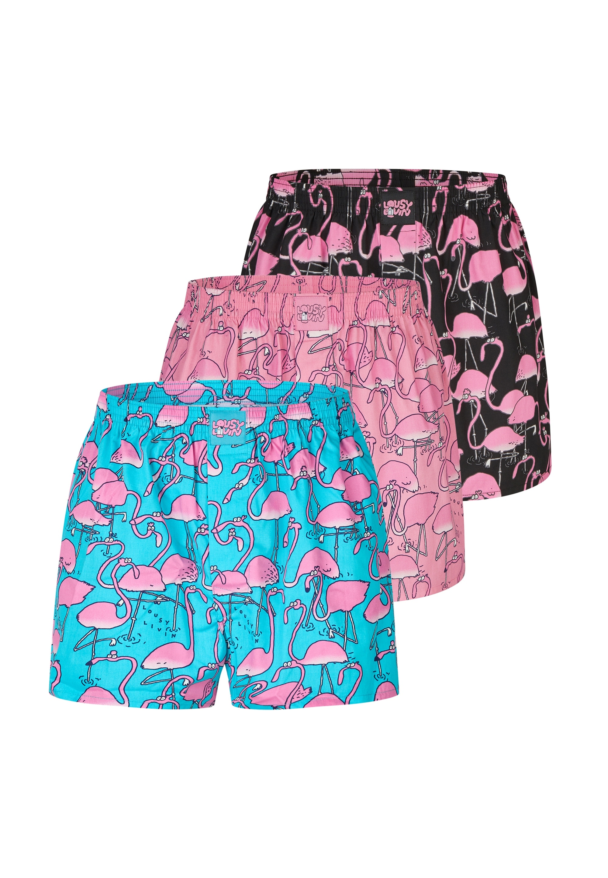 Lousy Livin Boxershorts »Greater Flamingos« mit 3er-Pack Boxershorts